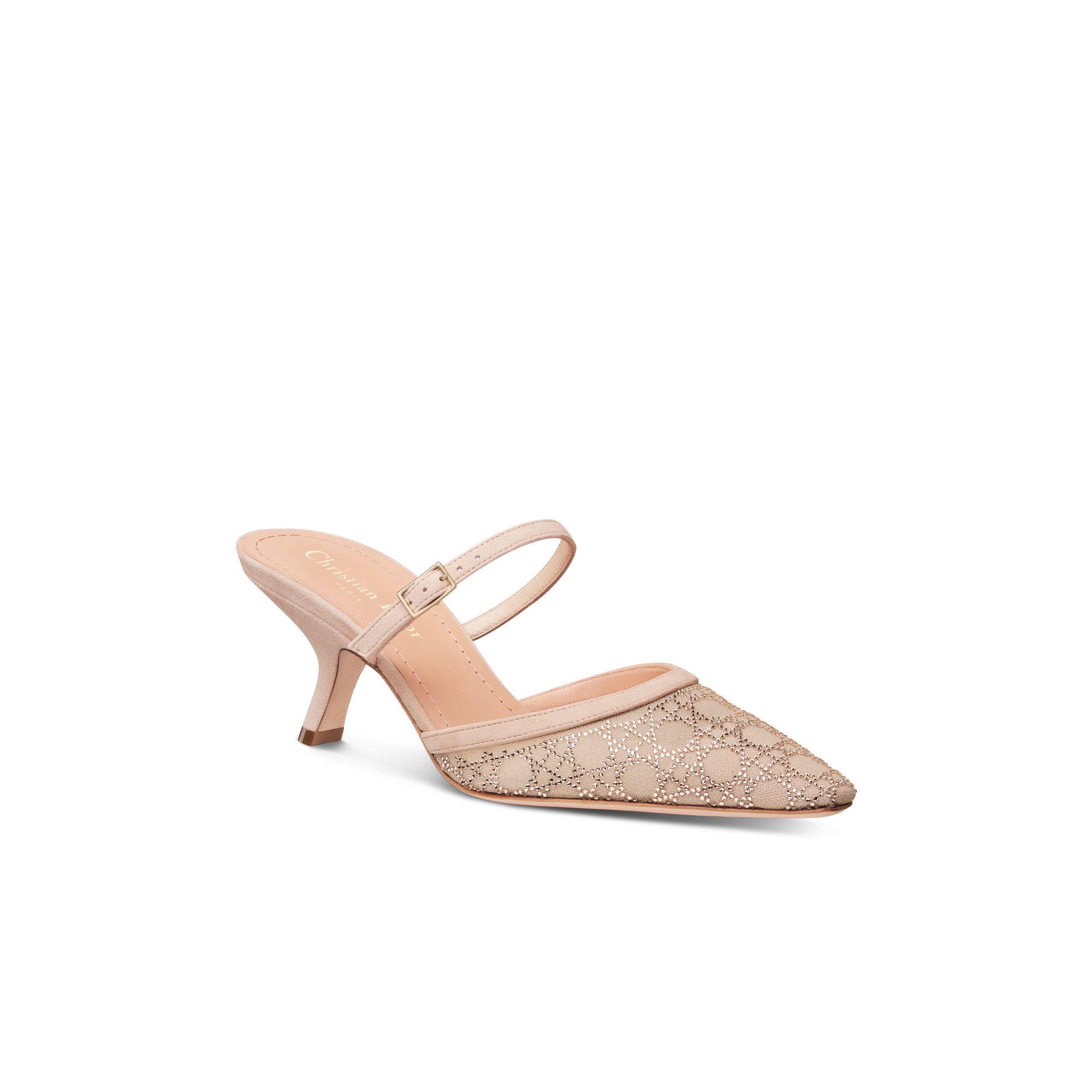Dior Capture Heeled Mule Transparent Mesh with Strass Cannage