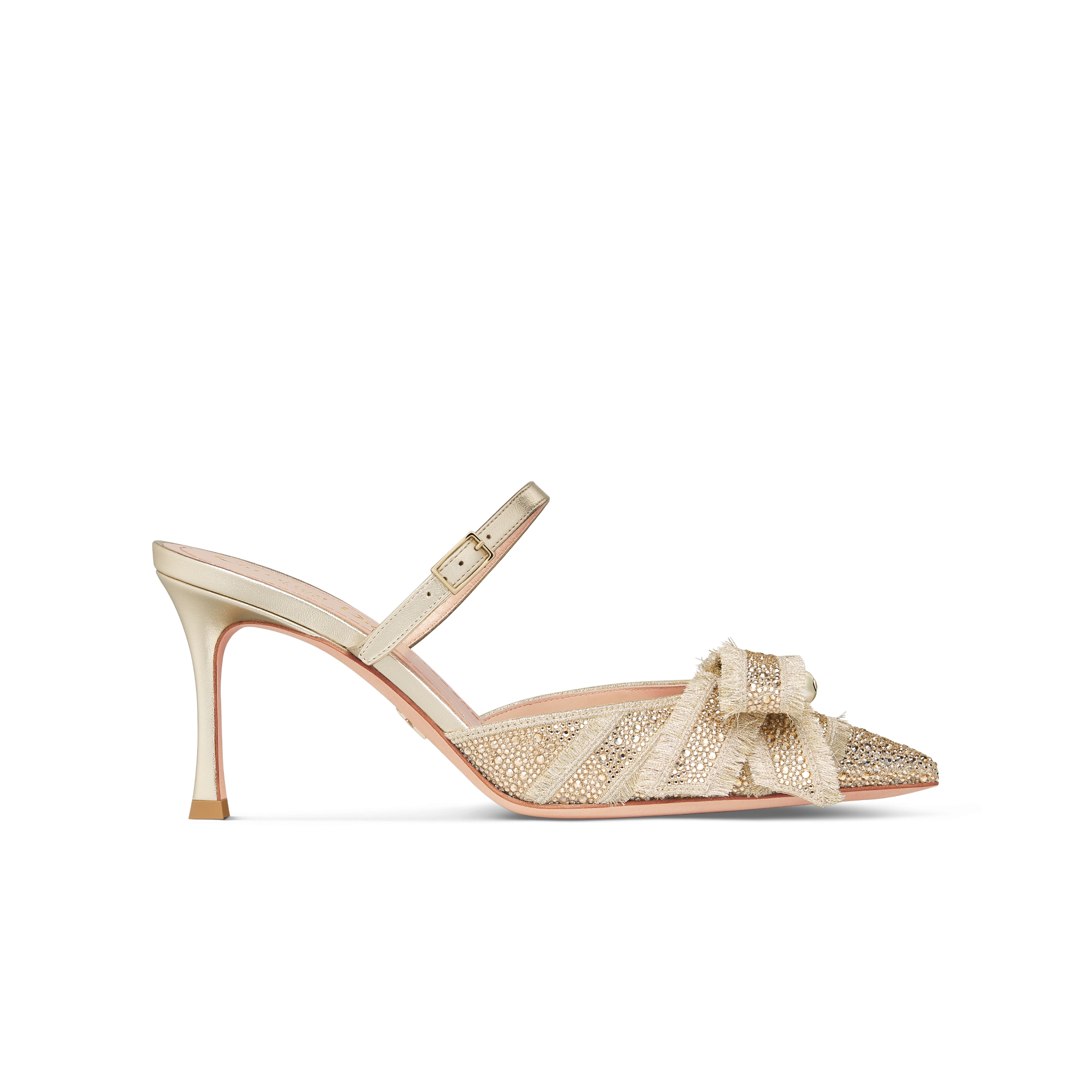 DIOR 26S BALLET FLAT IN WHITE LAMINATED LAMBSKIN AND GLITTER