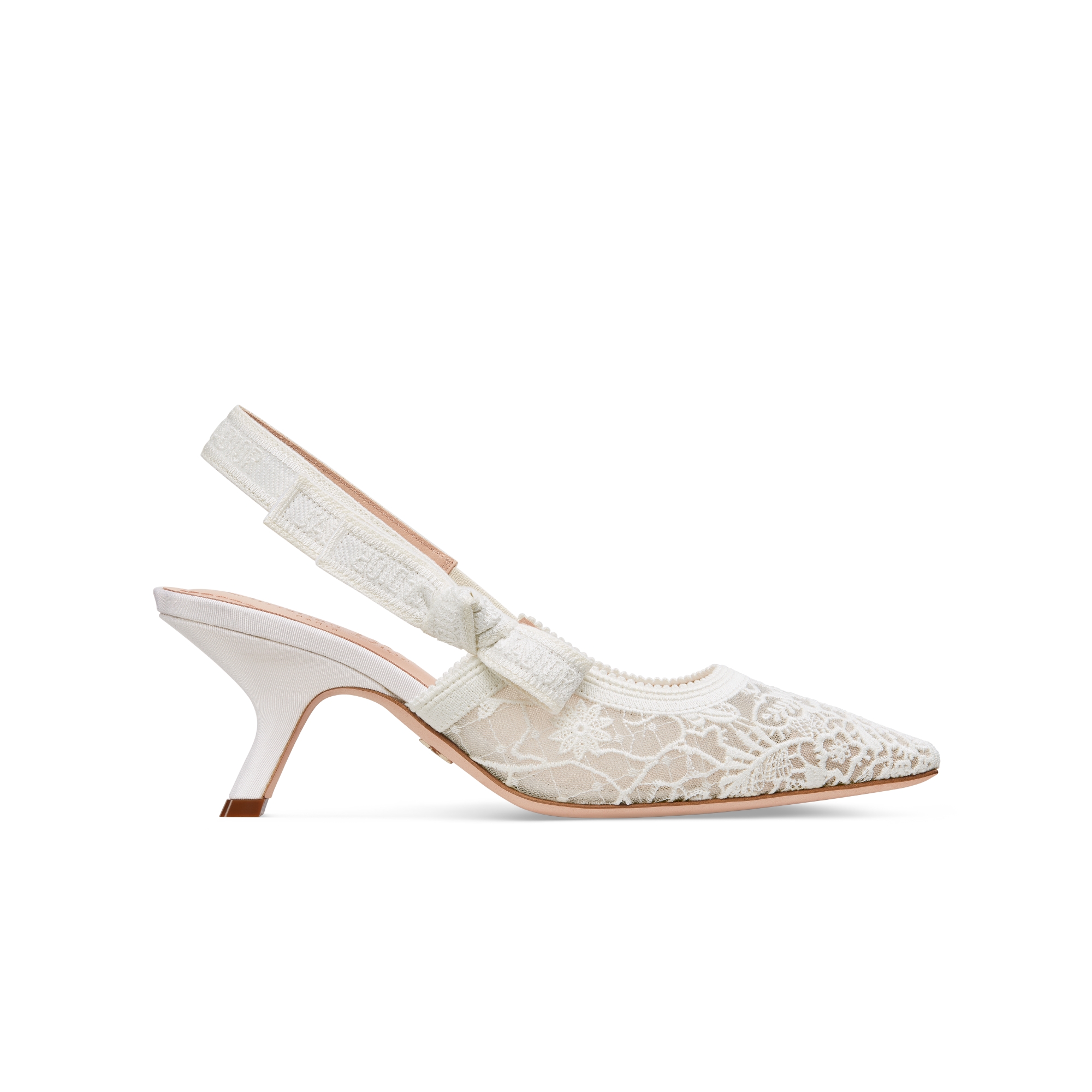 J'Adior Slingback Pump Transparent Mesh Embroidered with White Millefiori Motif E02