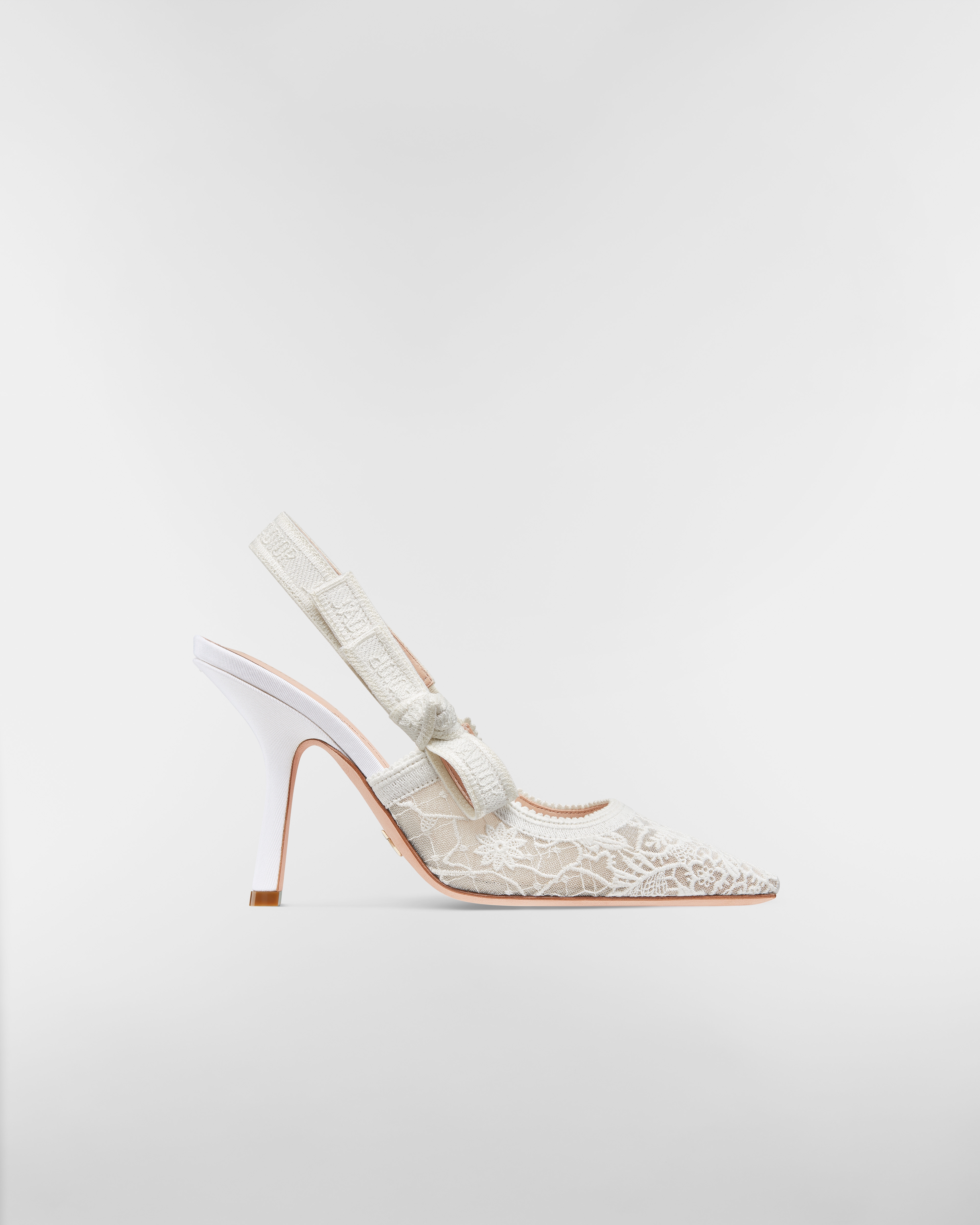 J'Adior Slingback Pump Transparent Mesh Embroidered with White Millefiori Motif E02