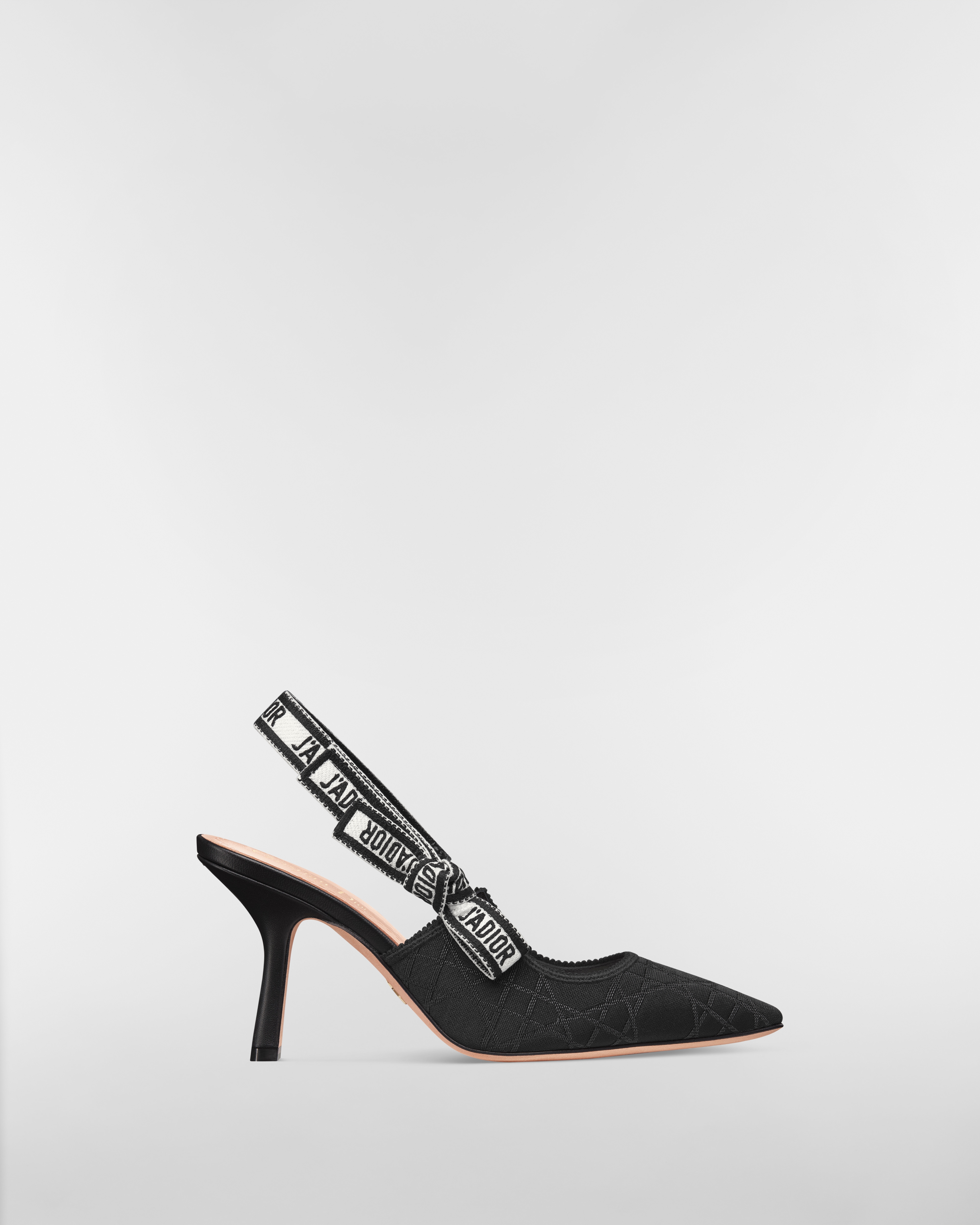 J'Adior Slingback Pump Black Technical Fabric with Cannage Motif E02