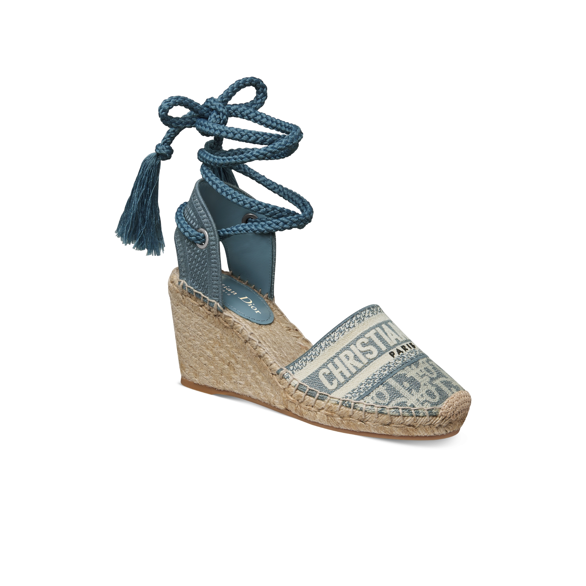Dior Granville Lace-Up Espadrille Chambray Blue and Ecru Dior