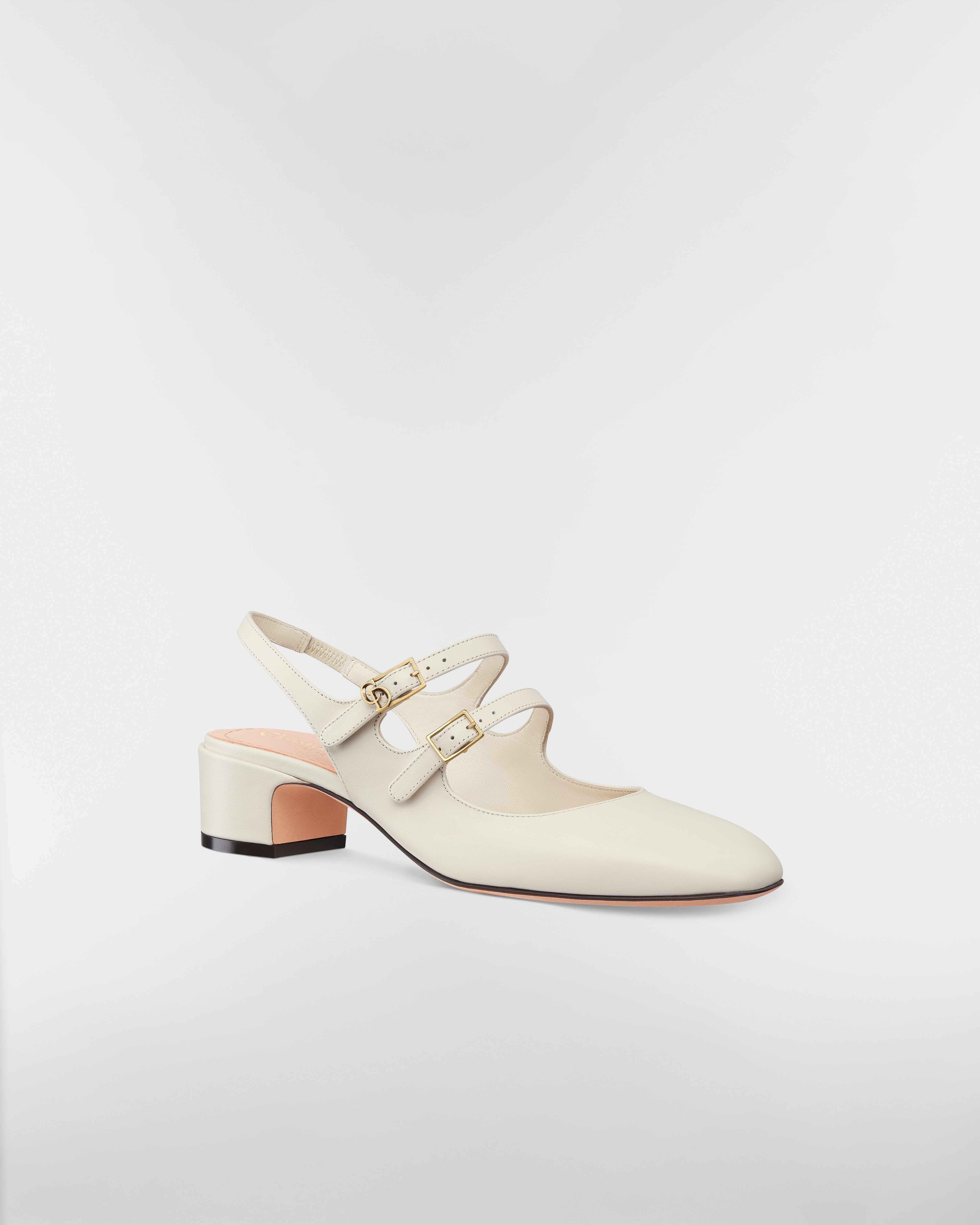 Dior Chérie 슬링백 펌프스 화이트 서플 송아지 가죽 E03