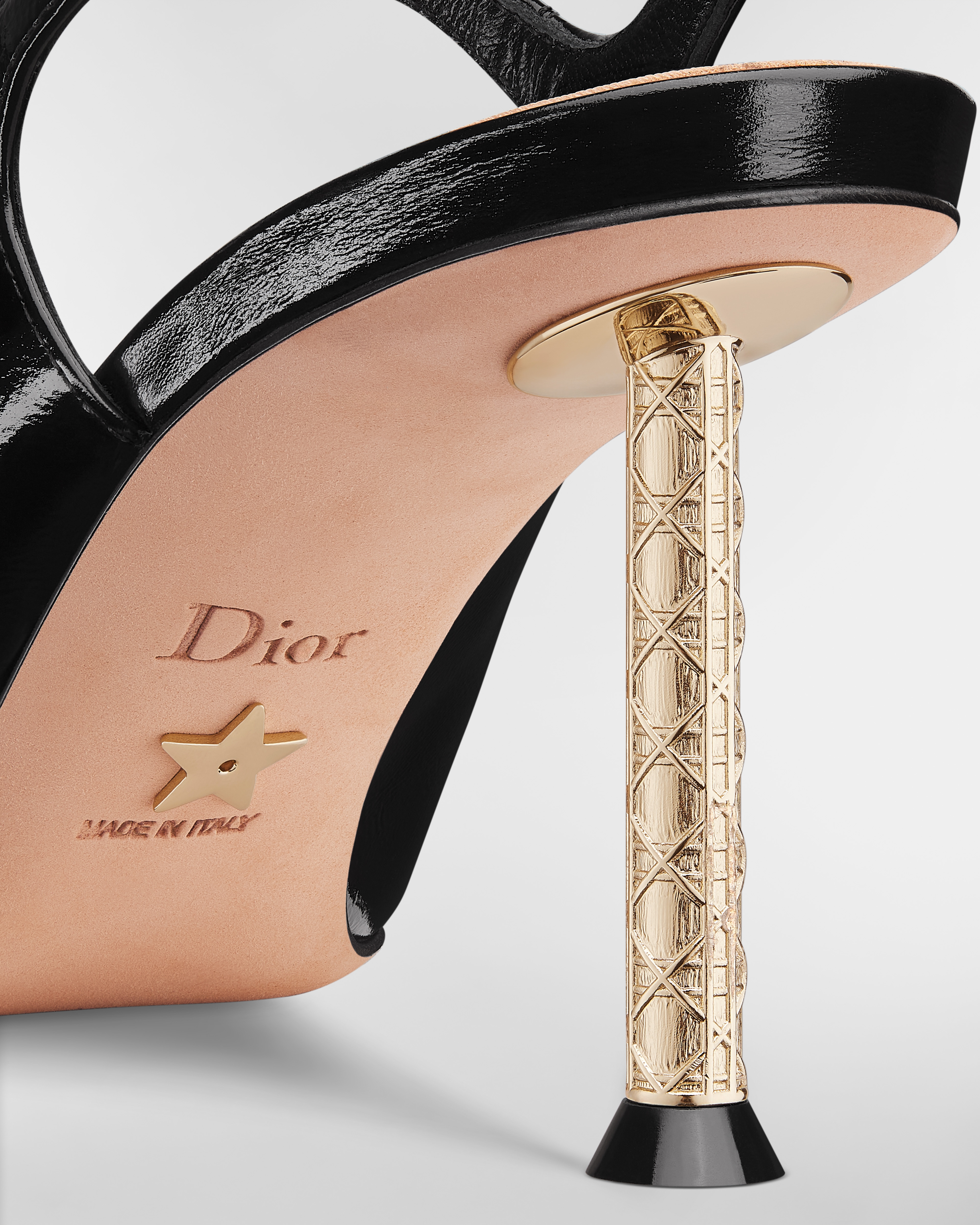 Dior Icon スリングバックパンプス クリンクルド パテントカーフスキン E09