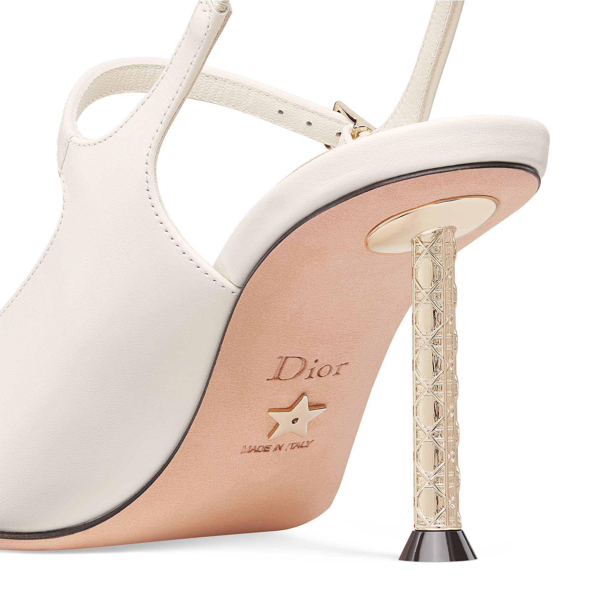 Dior Icon 露跟高跟鞋 白色柔軟小牛皮 E09