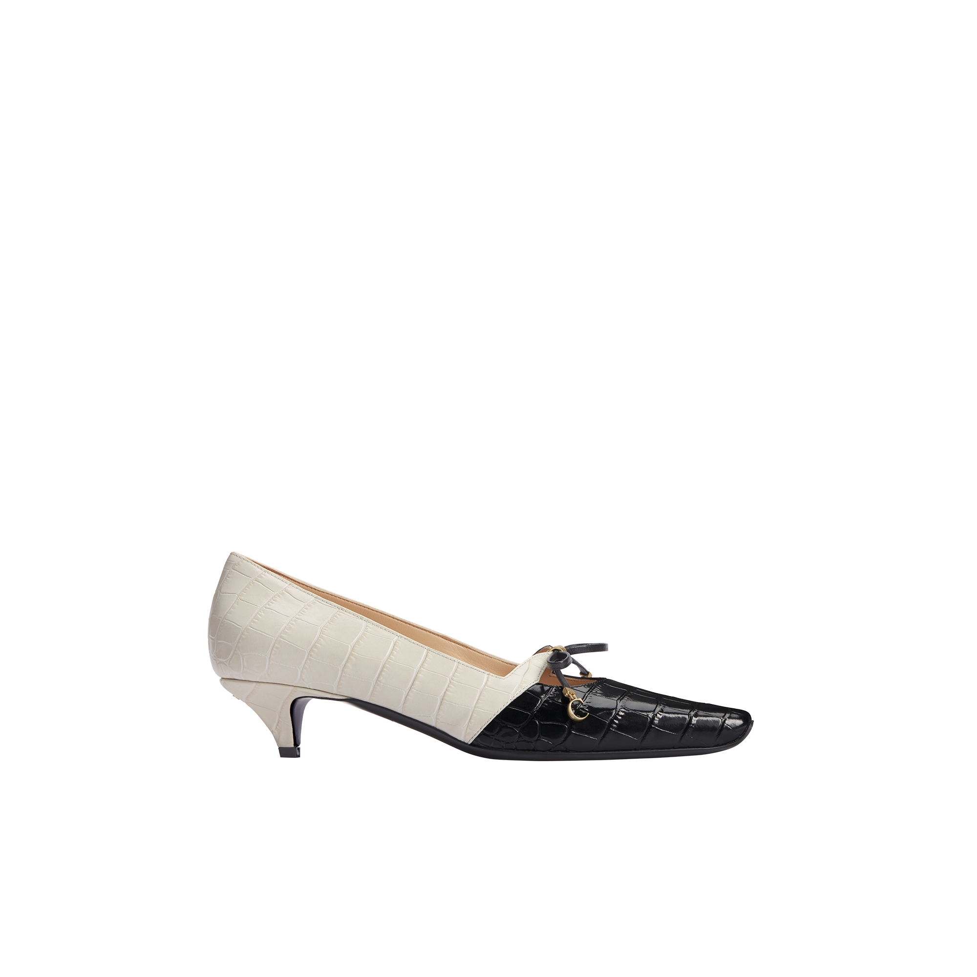 Dior Muse Pump Black and Cream Calfskin Printed with Crocodile Motif E02
