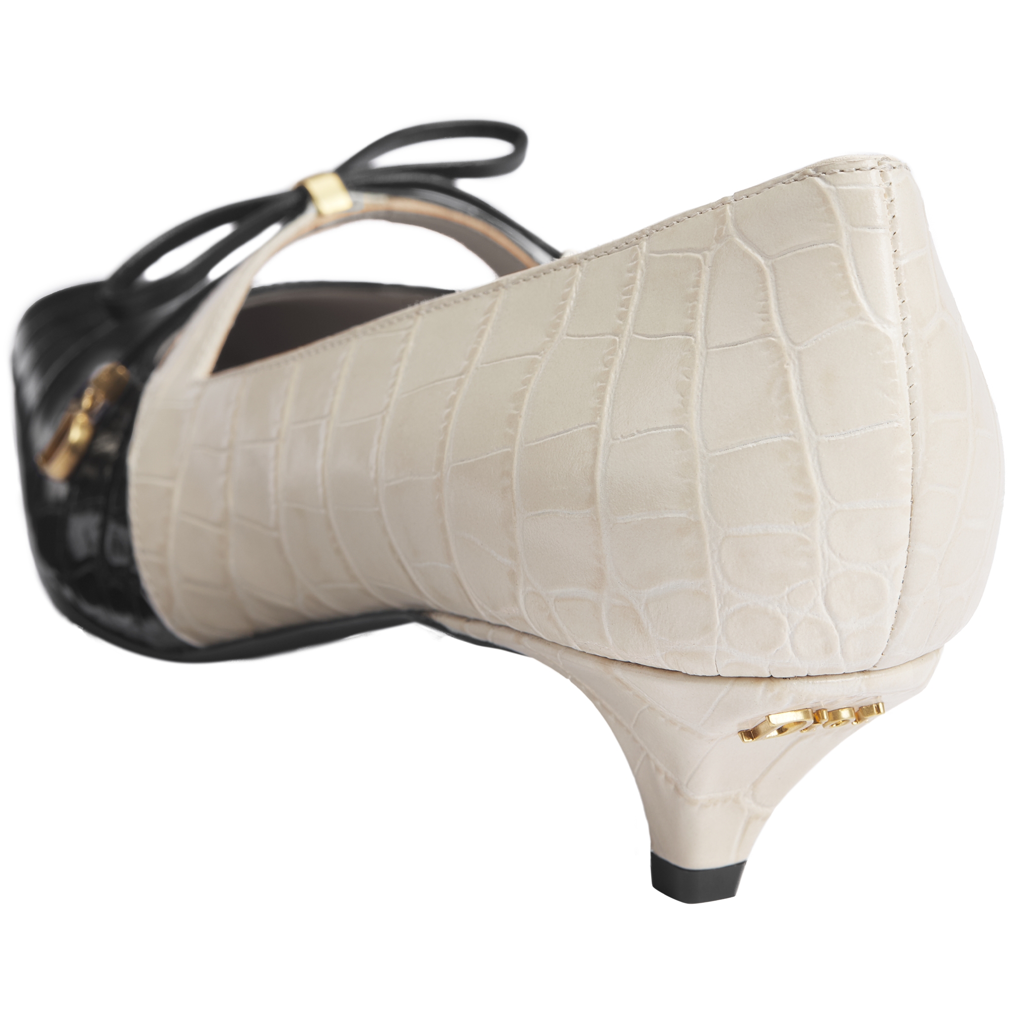 Dior Muse Pump Black and Cream Calfskin Printed with Crocodile Motif E05