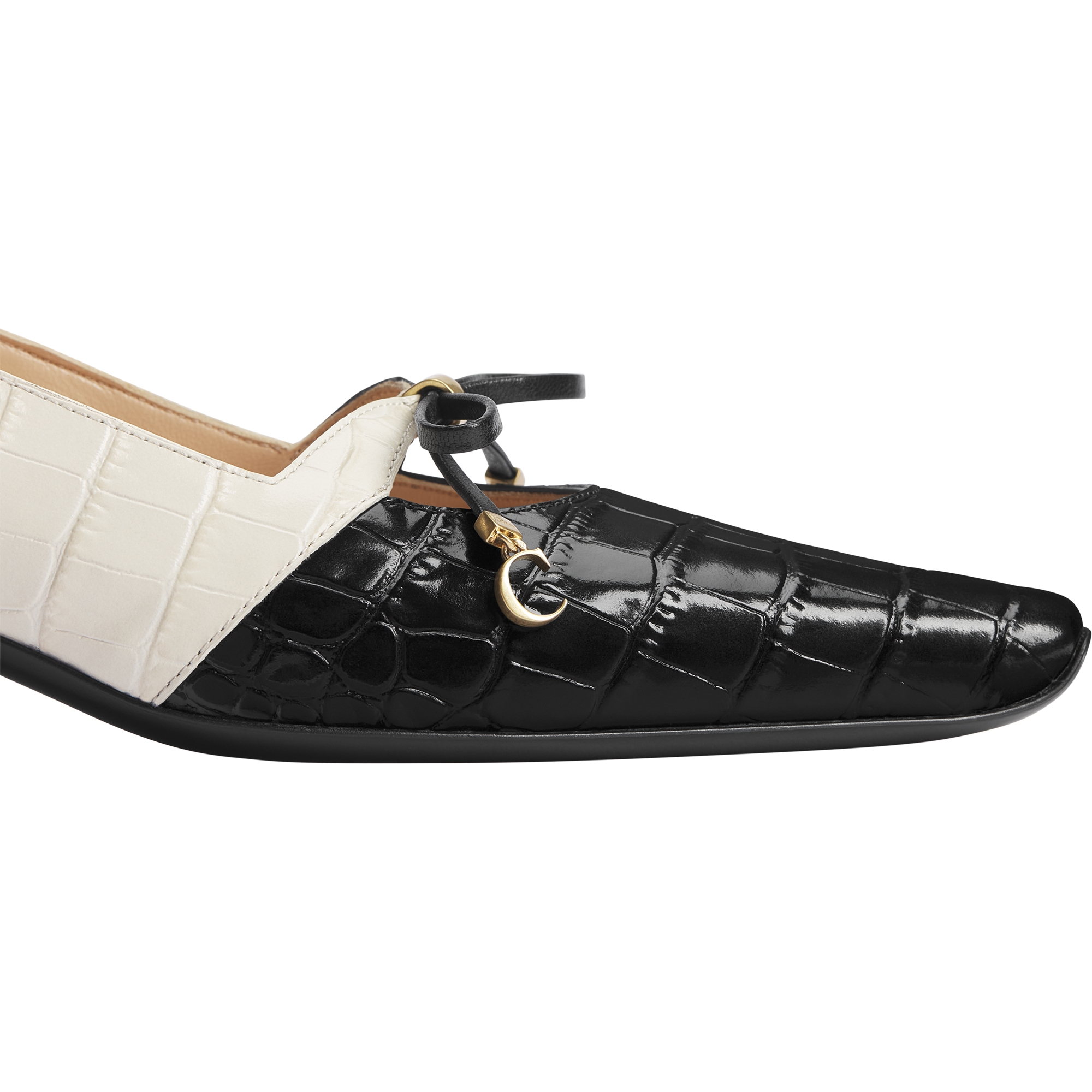Dior Muse Pump Black and Cream Calfskin Printed with Crocodile Motif E09