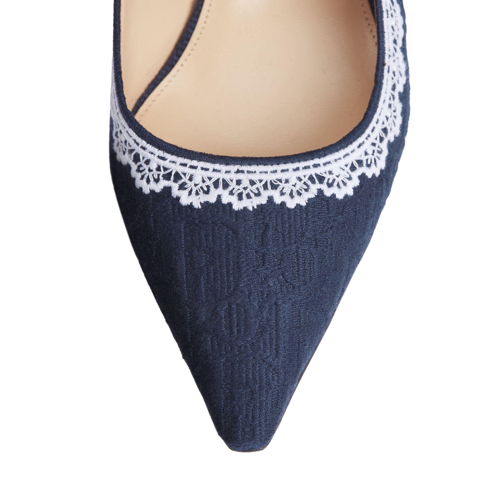J'Adior Pump Blue Dior Oblique Embroidered Cotton and White Lace E10