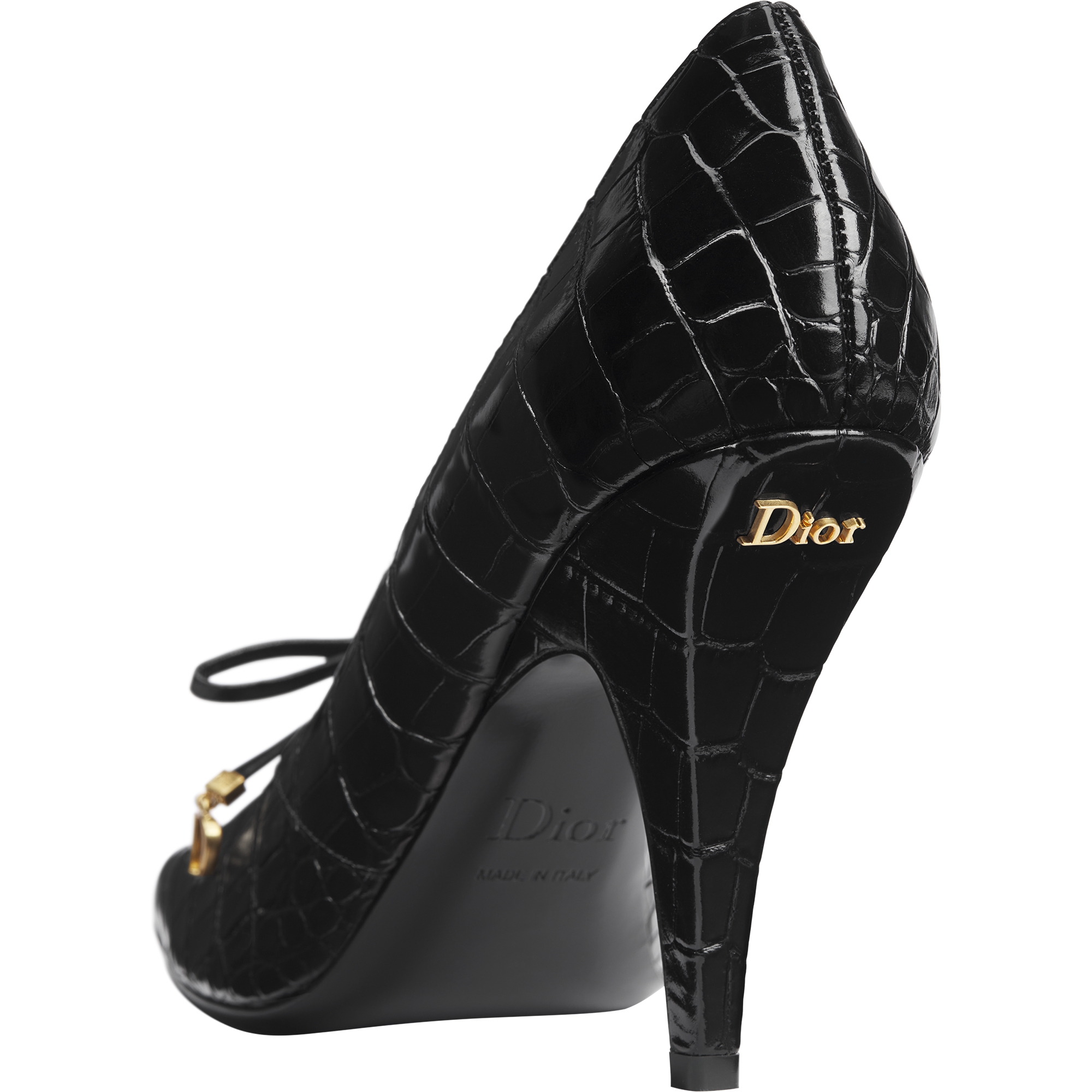 Dior Muse Pump Black Calfskin Printed with Crocodile Motif E05