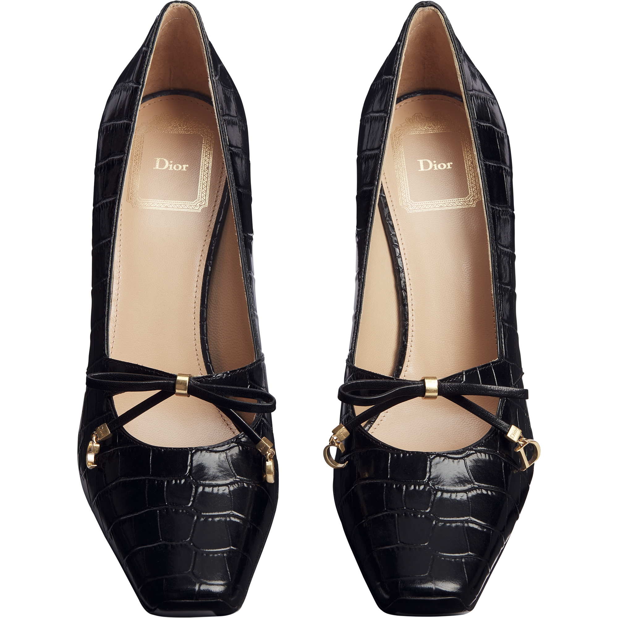 Dior Muse Pump Black Calfskin Printed with Crocodile Motif E06