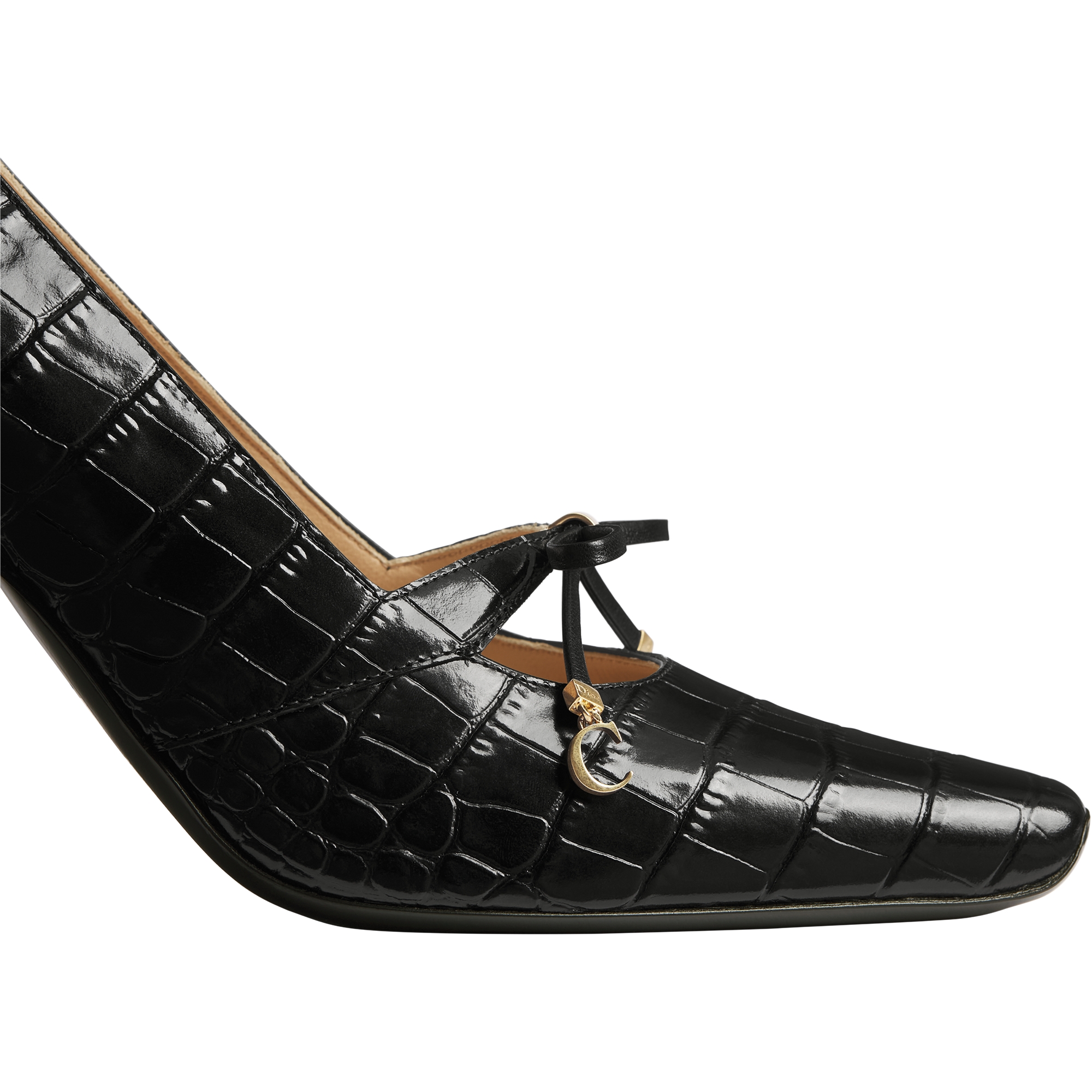 Dior Muse Pump Black Calfskin Printed with Crocodile Motif E09