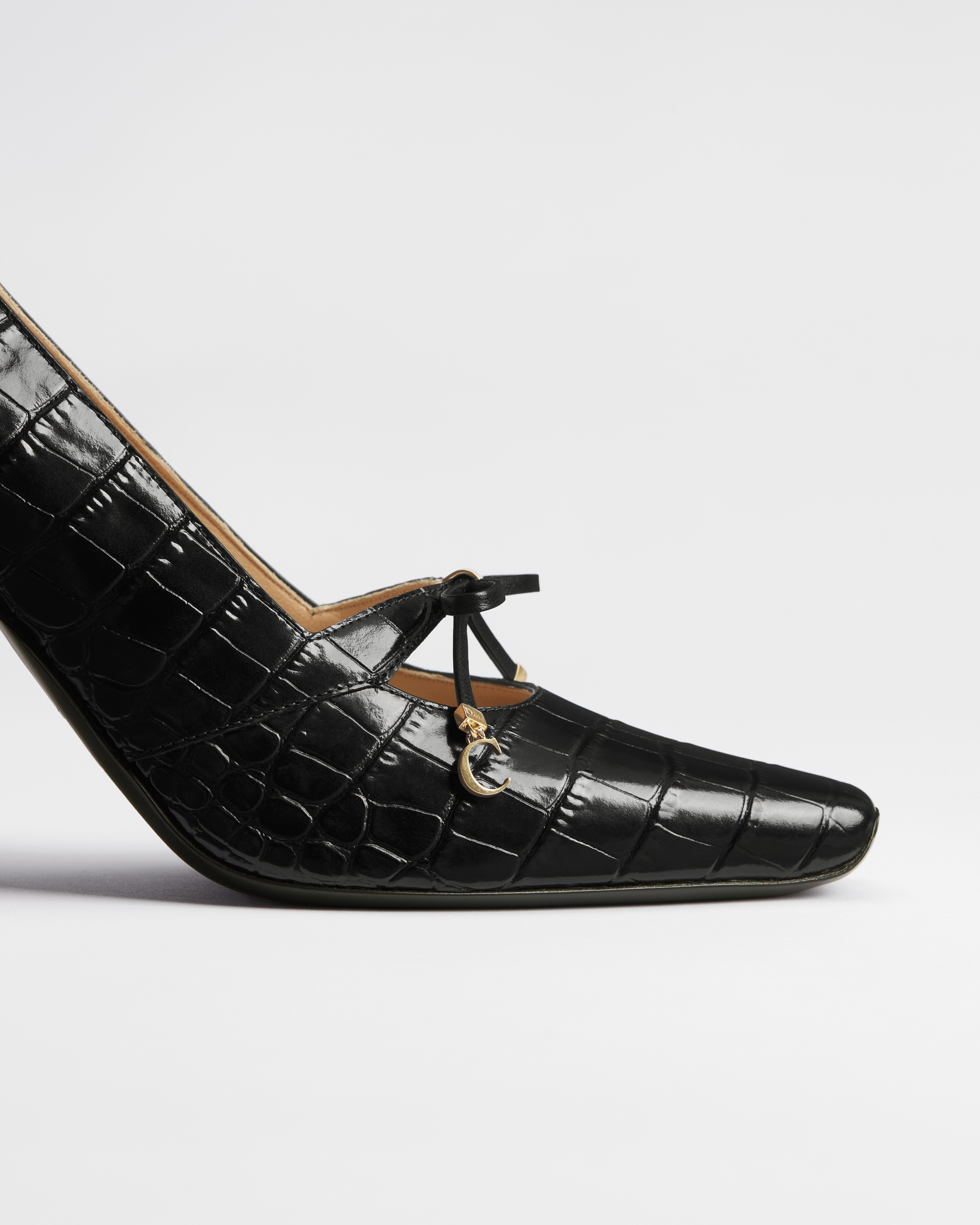 Dior Muse Pump Black Calfskin Printed with Crocodile Motif E09