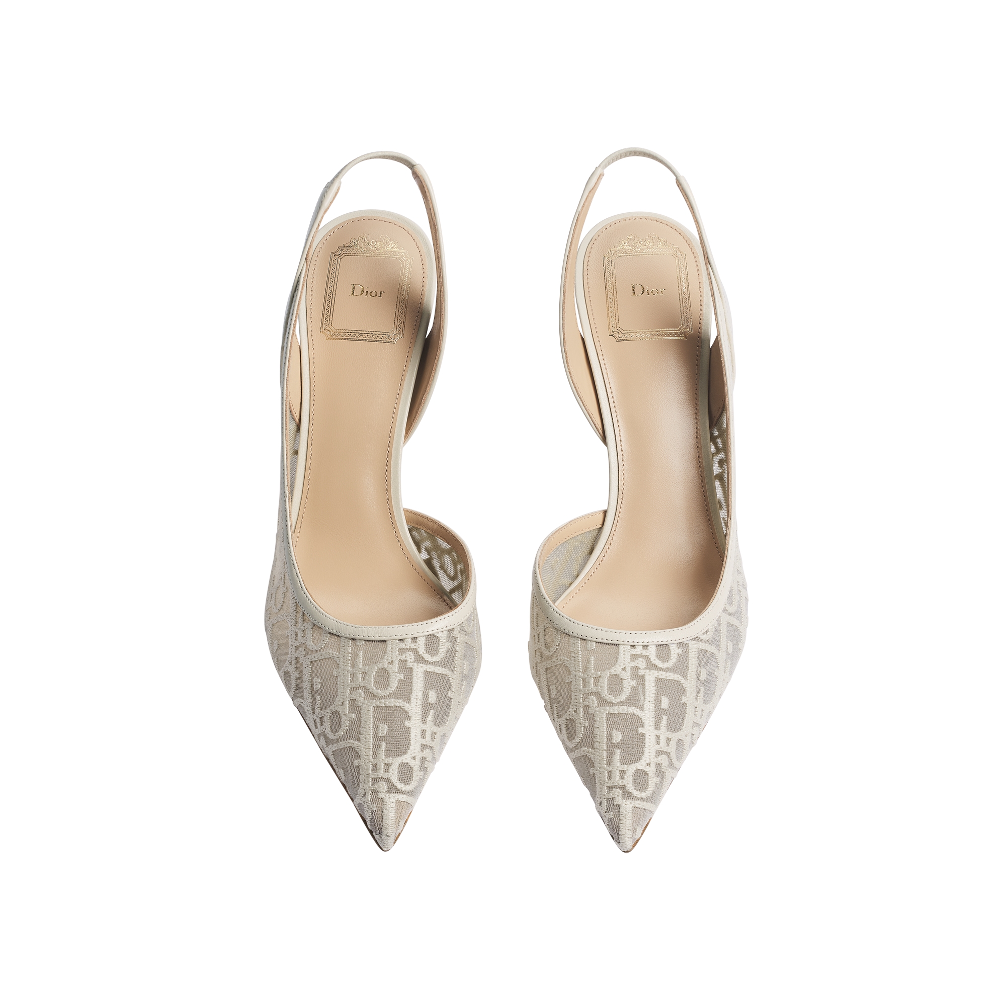 Adiorable Slingback Pump Ecru Dior Oblique Embroidered Mesh E06