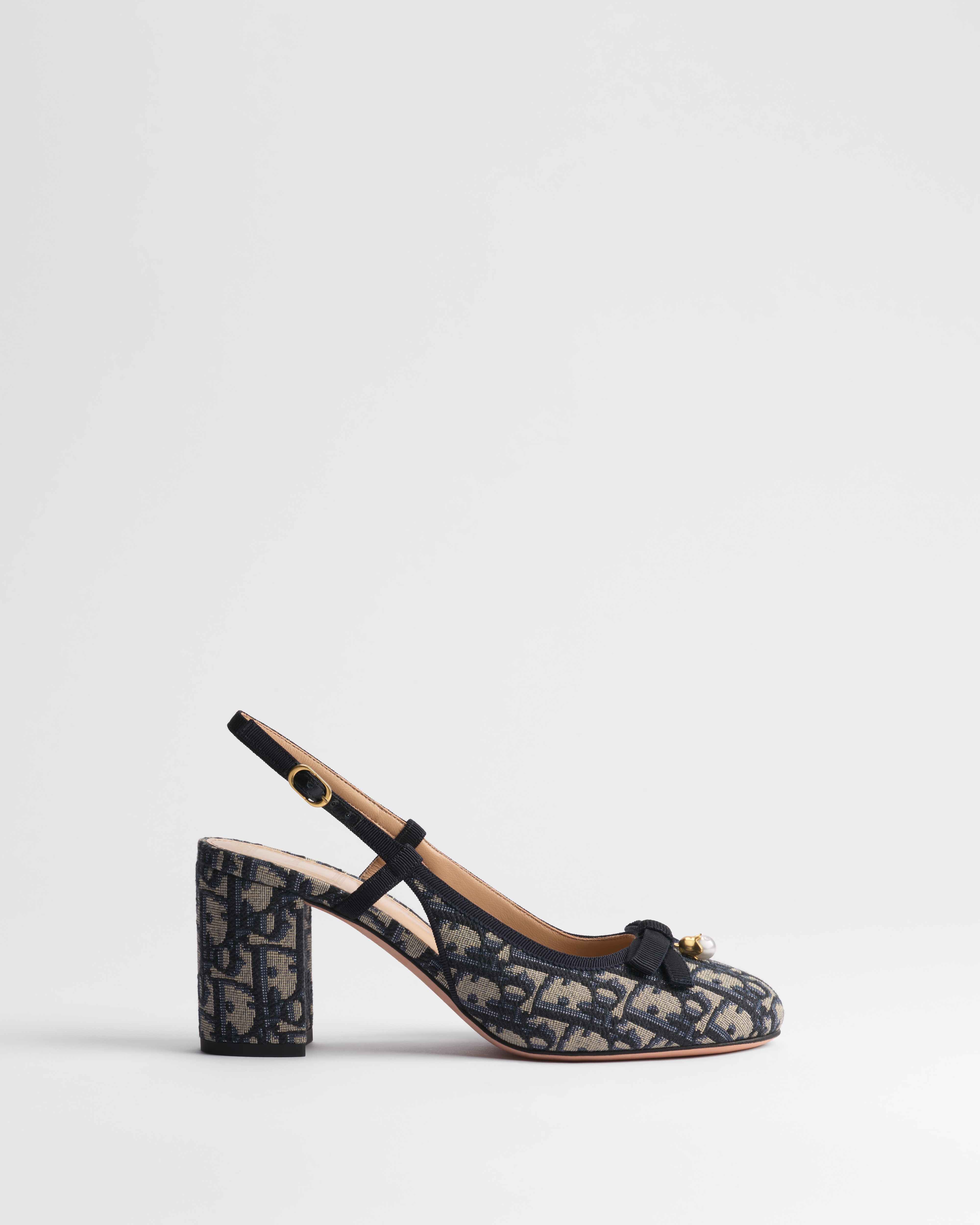 Dior Ballet Slingback Pump Deep Blue Dior Oblique Embroidered Cotton E02
