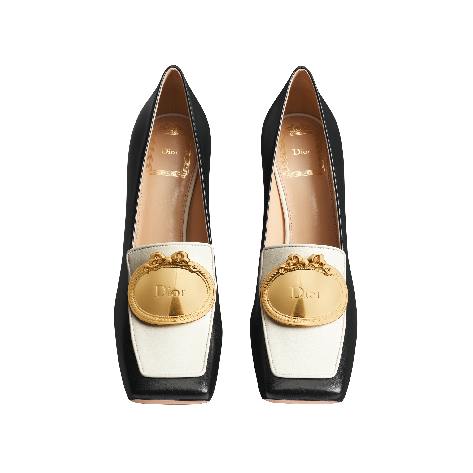 Dior Médaillon Buckle Pump Black and White Lambskin E06