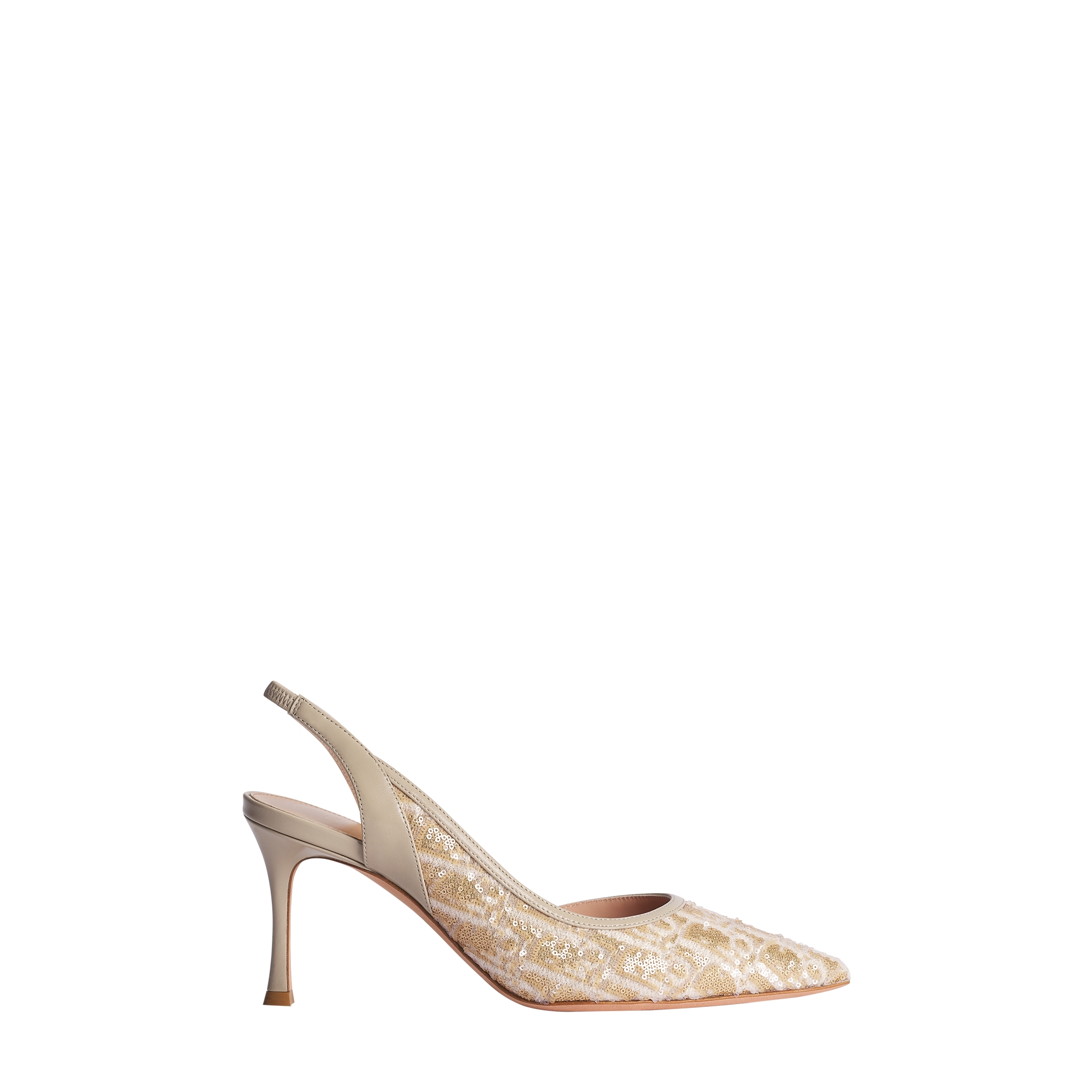 Adiorable Slingback Pump Beige Dior Oblique Fabric Embroidered with Sequins E02