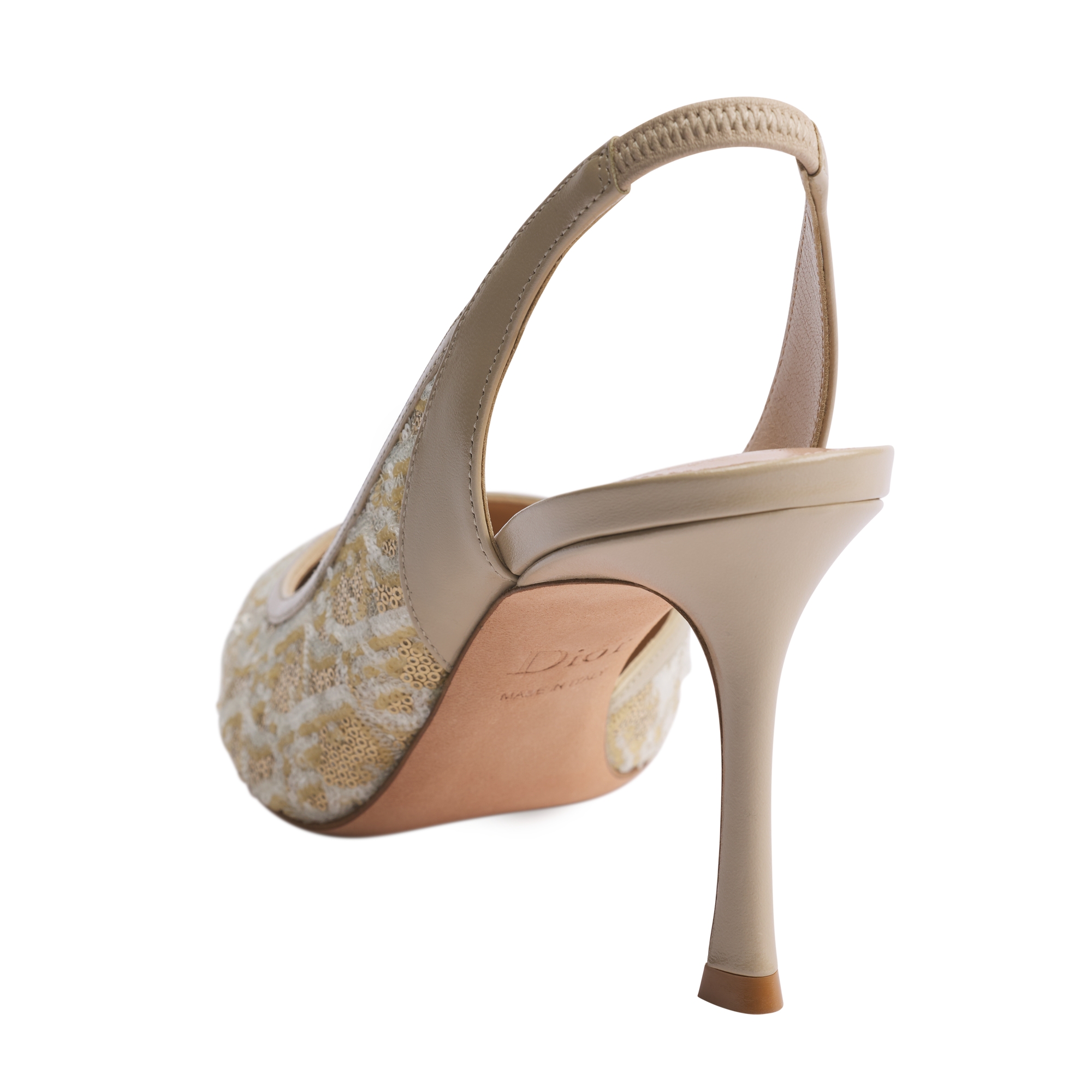 Adiorable Slingback Pump Beige Dior Oblique Fabric Embroidered with Sequins E05