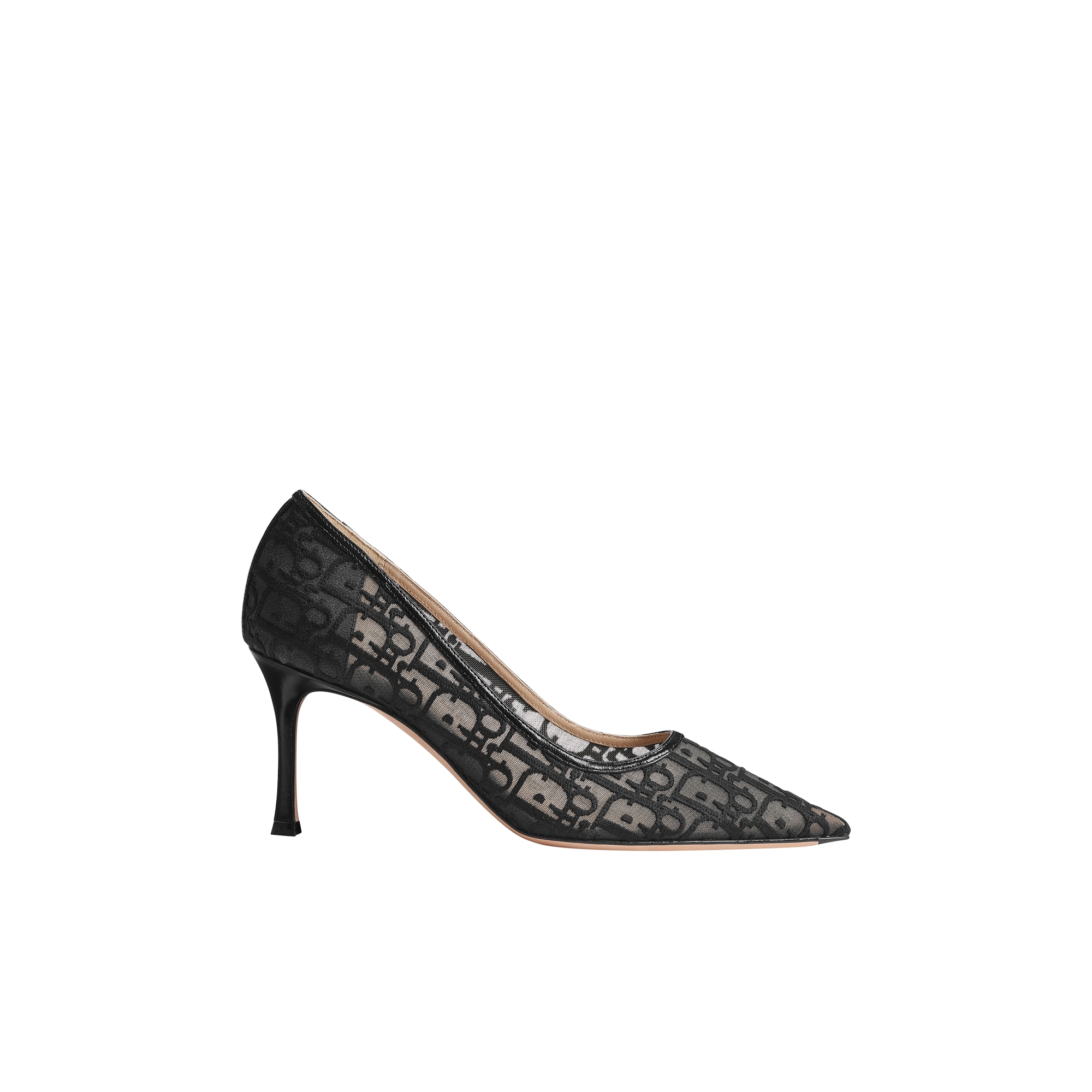 Adiorable Pump Black Dior Oblique Embroidered Mesh E02