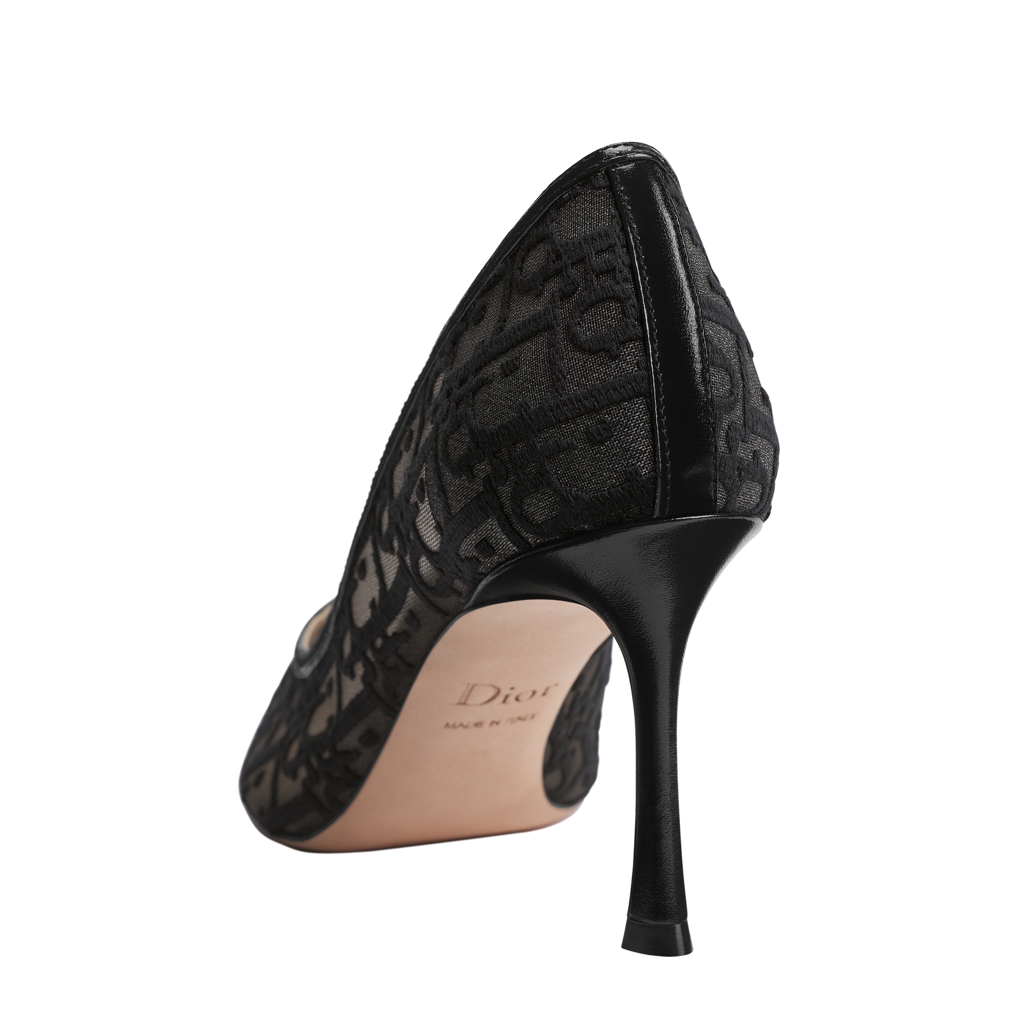 Adiorable Pump Black Dior Oblique Embroidered Mesh E05