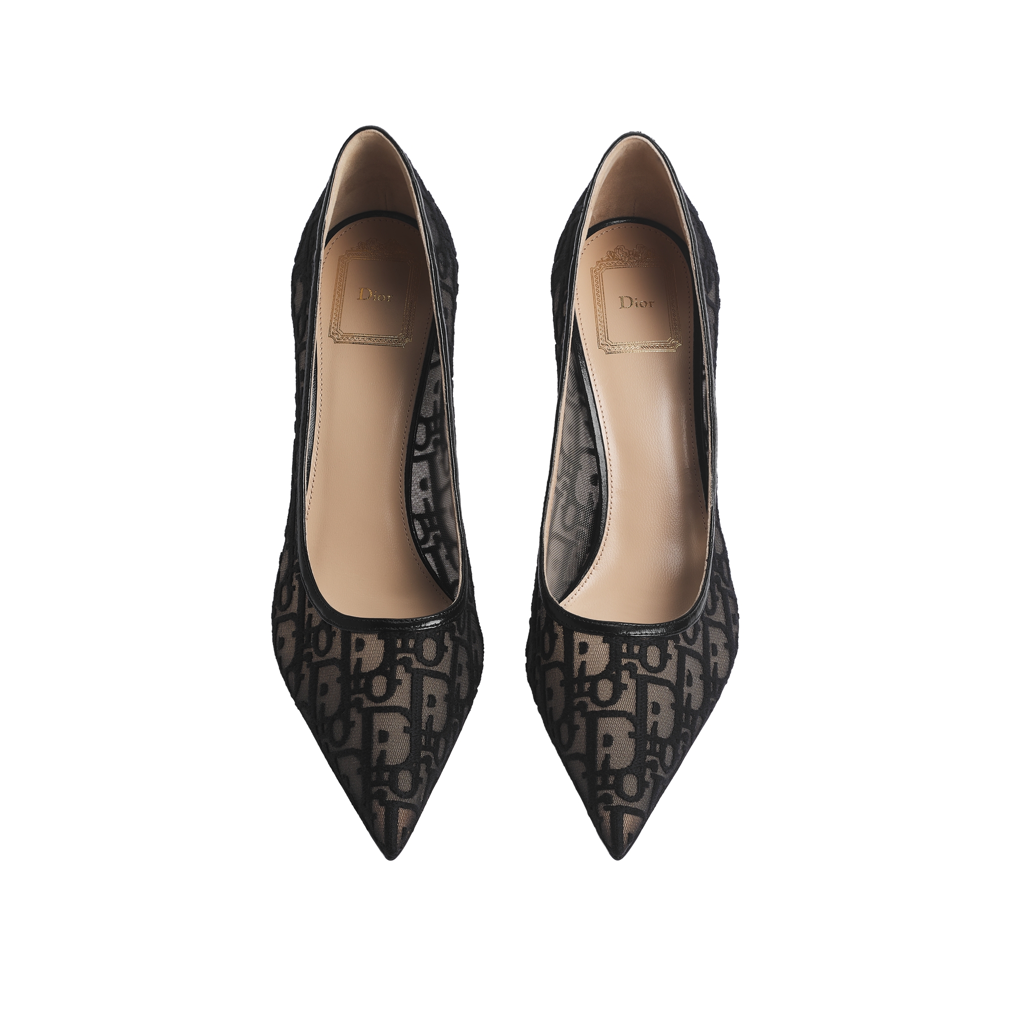 Adiorable Pump Black Dior Oblique Embroidered Mesh E06
