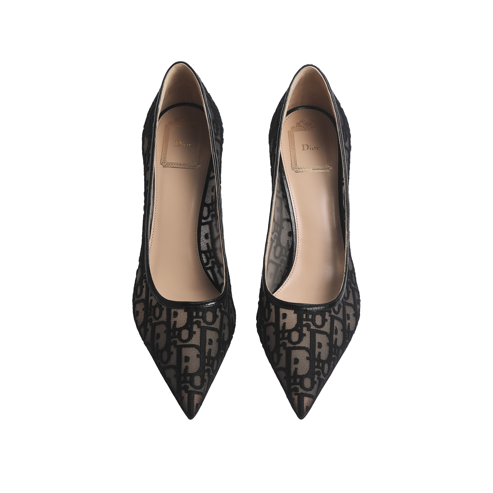 Adiorable Pump Black Dior Oblique Embroidered Mesh E06