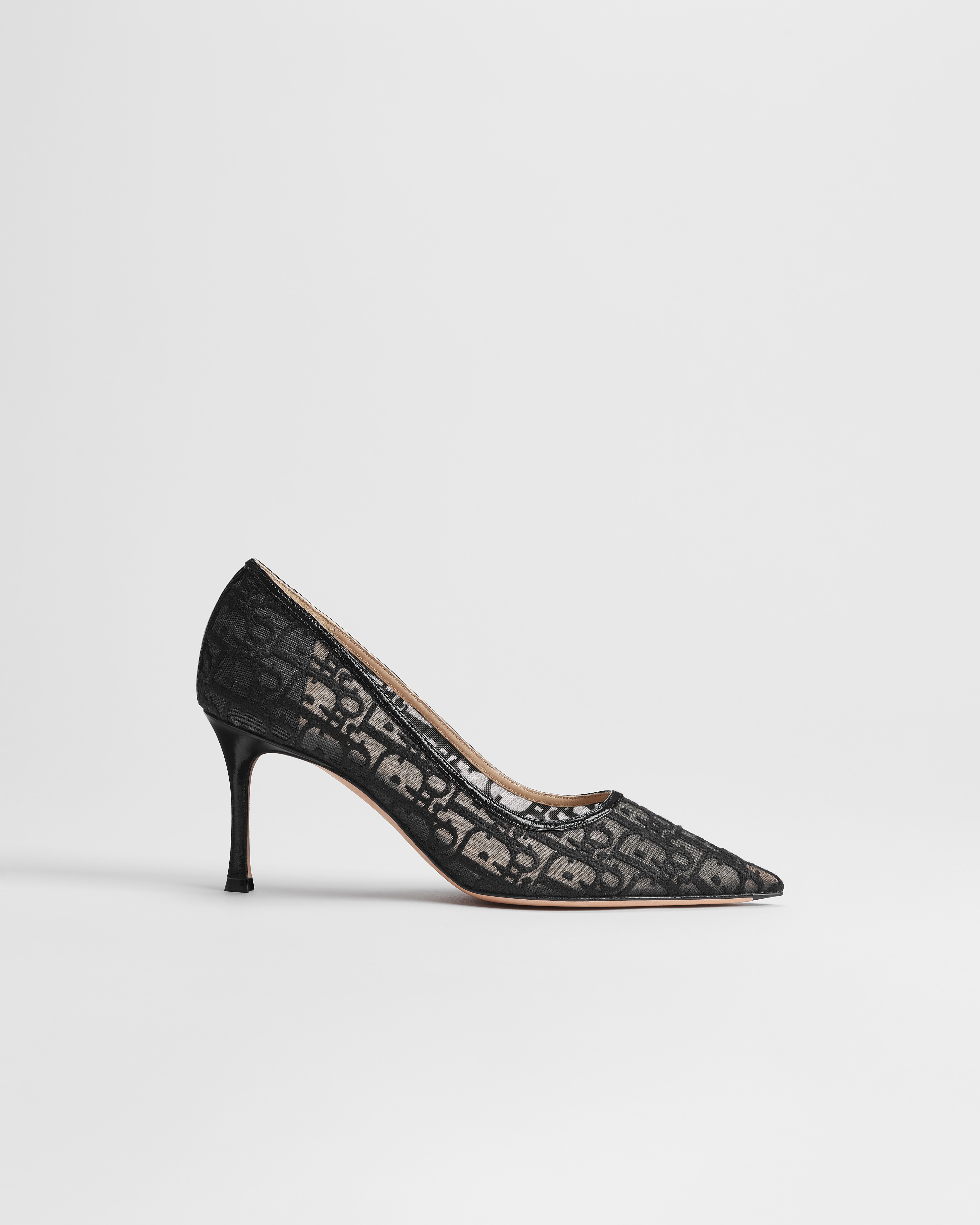 Adiorable Pump Black Dior Oblique Embroidered Mesh E02