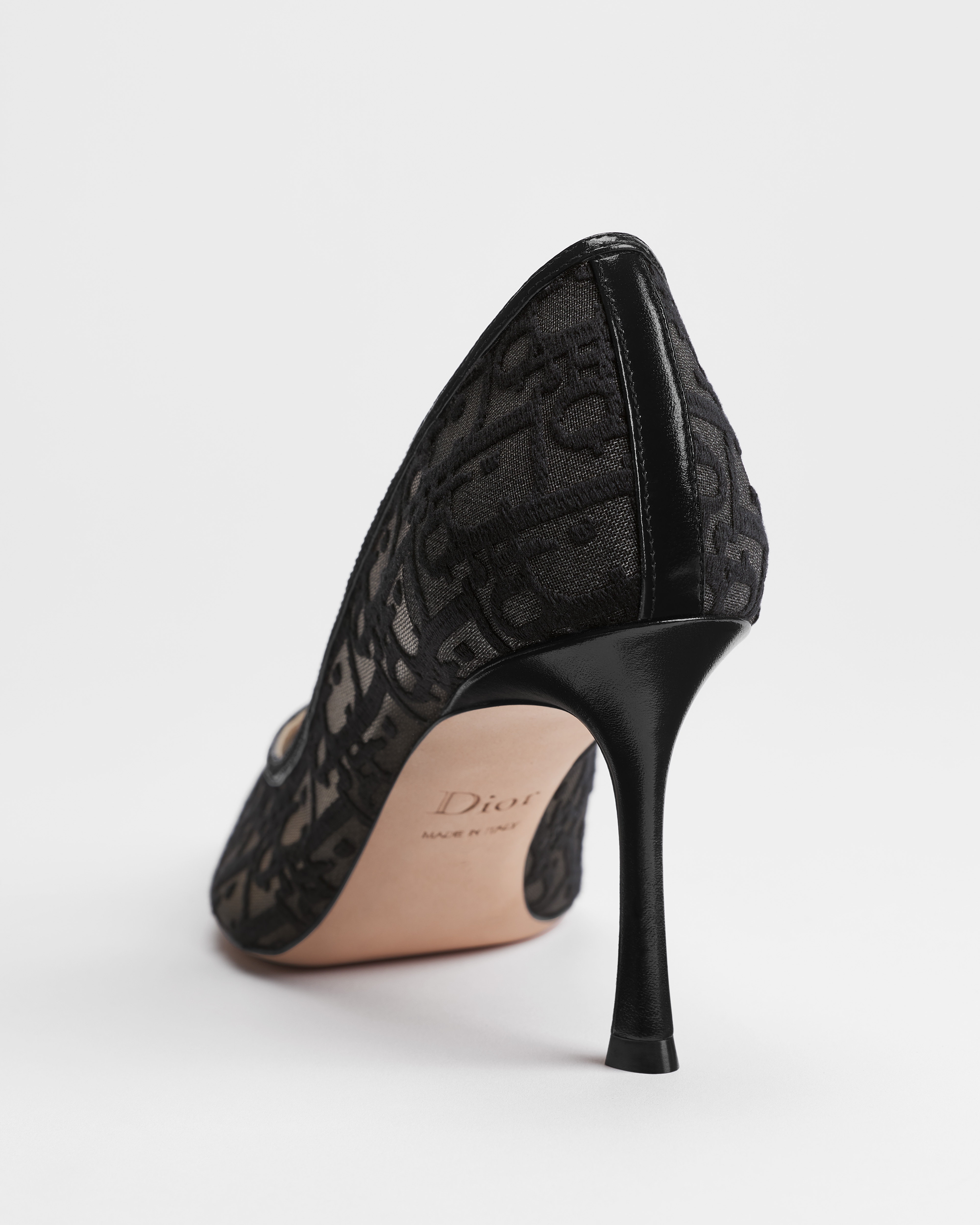 Adiorable Pump Black Dior Oblique Embroidered Mesh E05