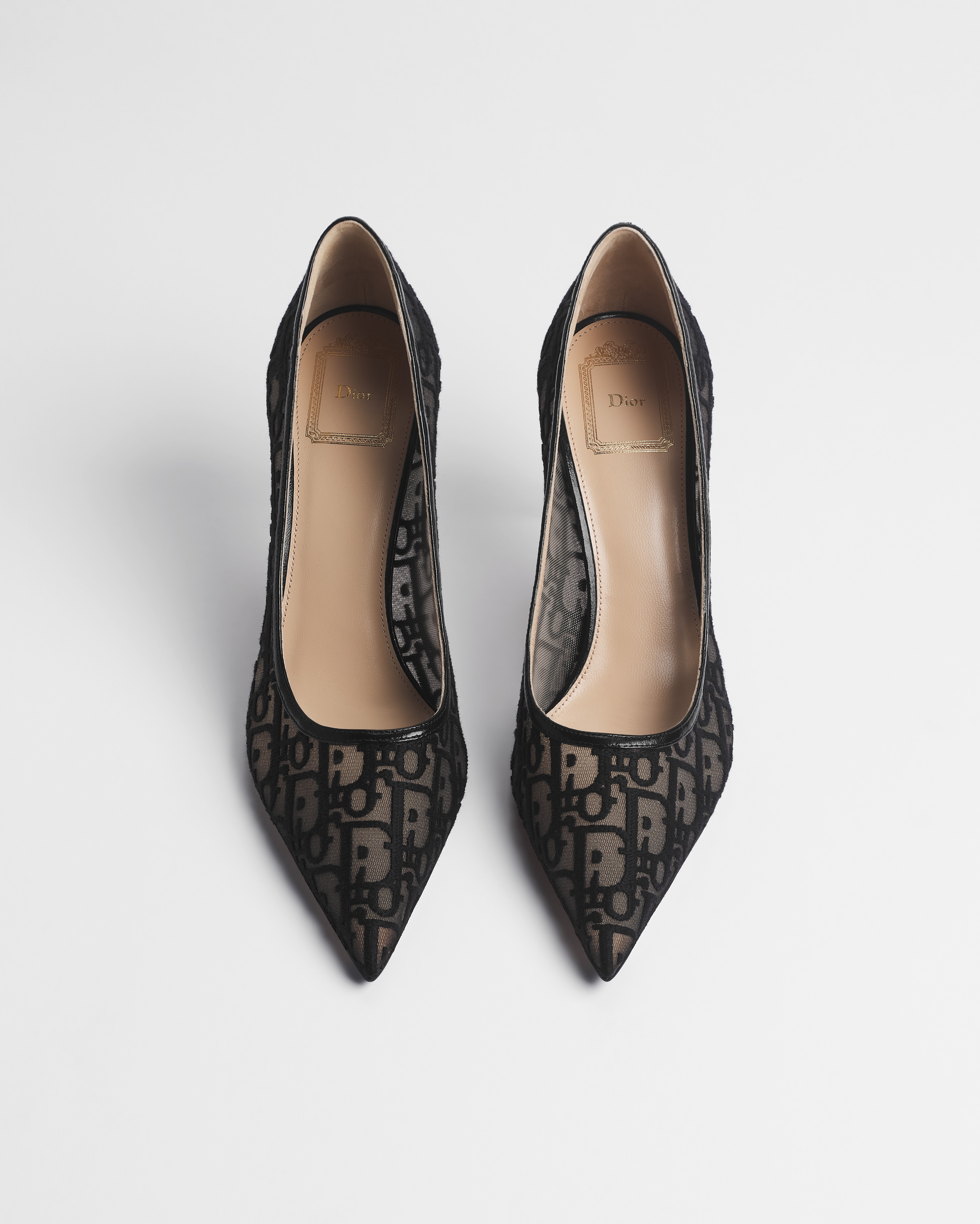 Adiorable Pump Black Dior Oblique Embroidered Mesh E06
