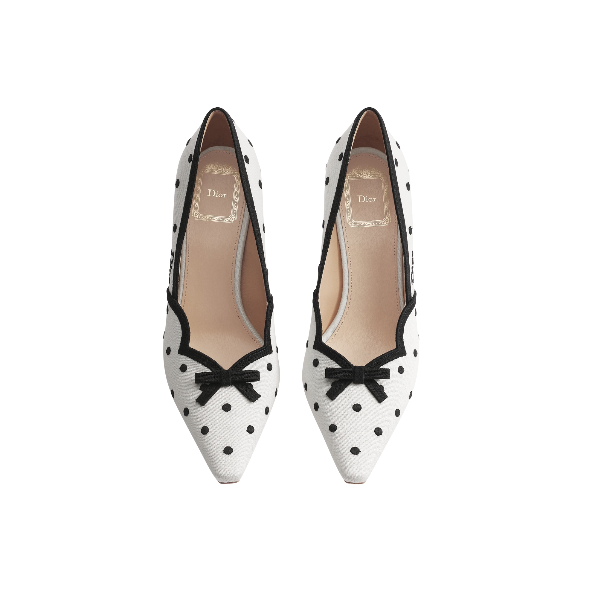 Dior Romance Pump White Cotton Embroidered with Black PolkaDior Motif E06