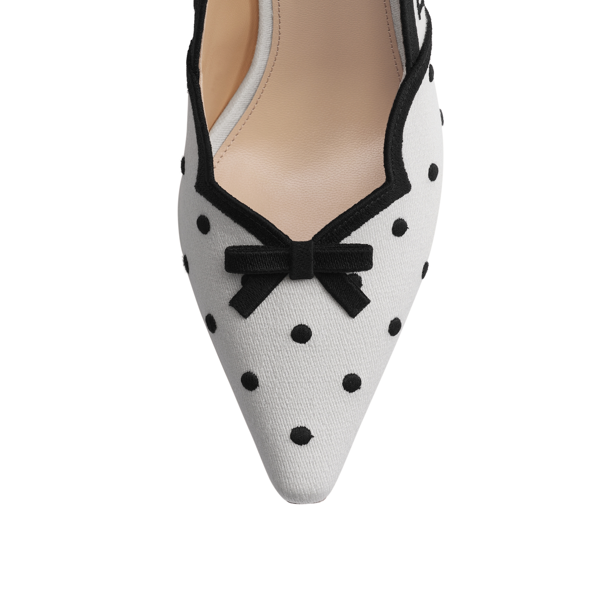 Dior Romance Pump White Cotton Embroidered with Black PolkaDior Motif E09