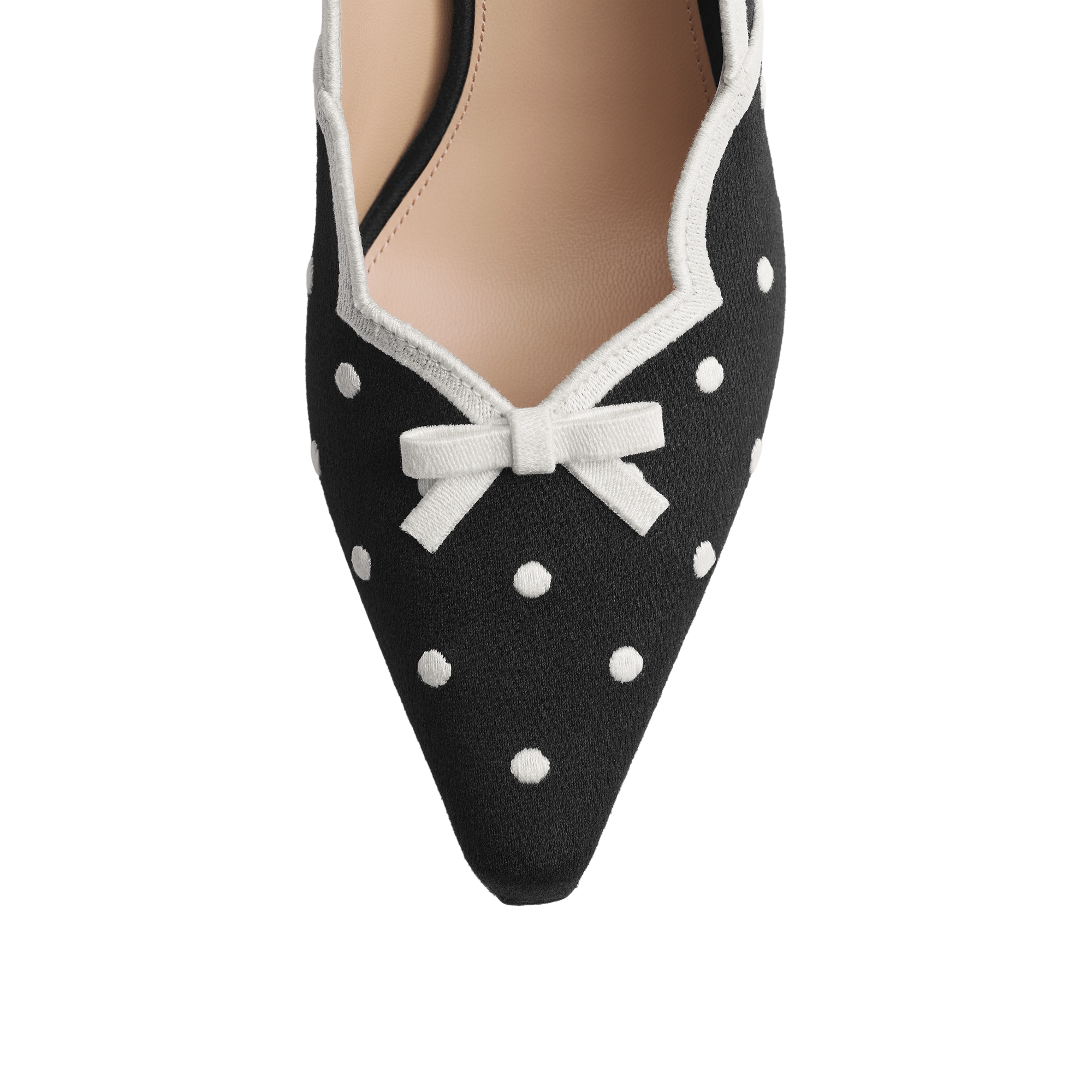 Dior Romance Pump Black Cotton Embroidered with White PolkaDior Motif E09