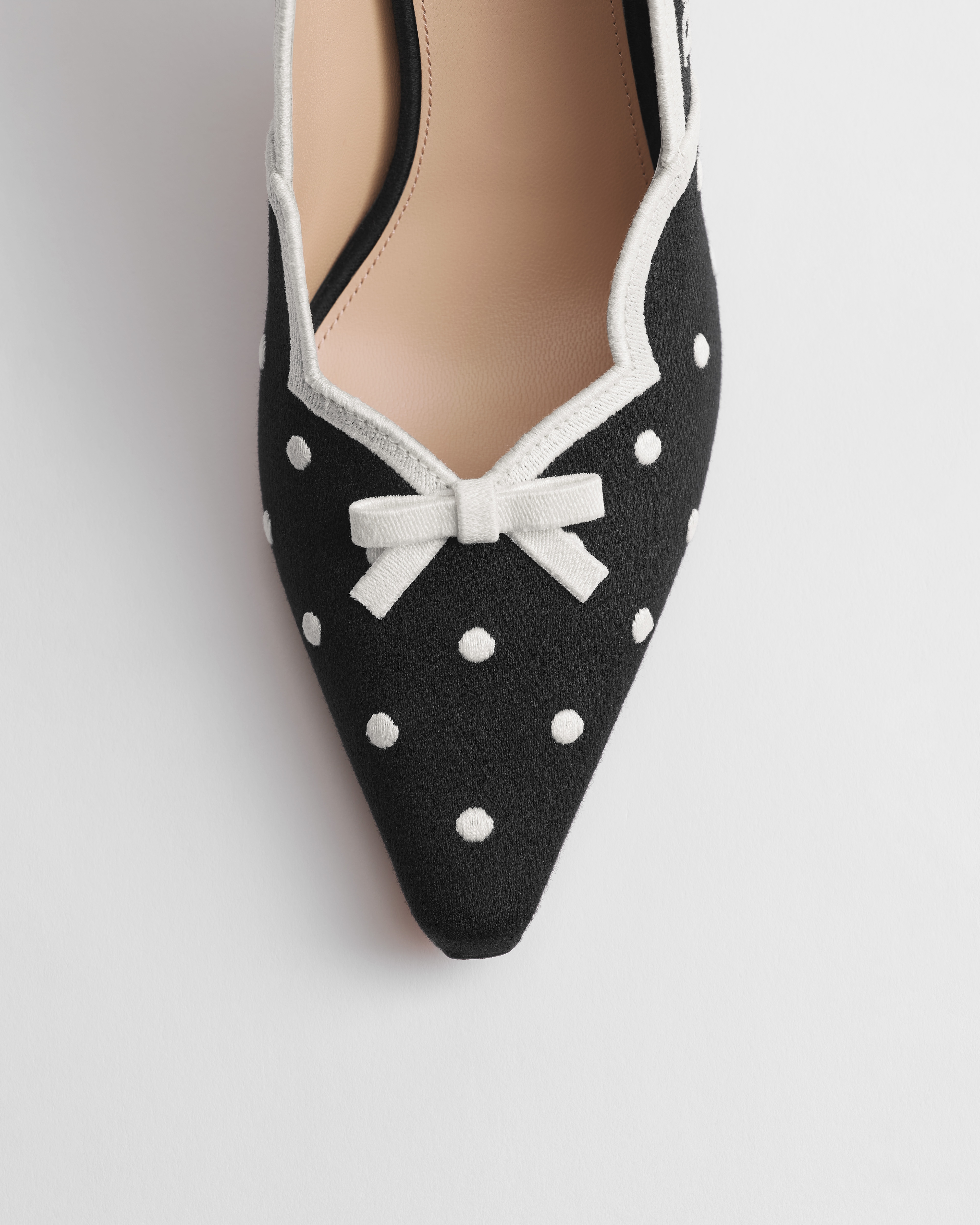Dior Romance Pump Black Cotton Embroidered with White PolkaDior Motif E09