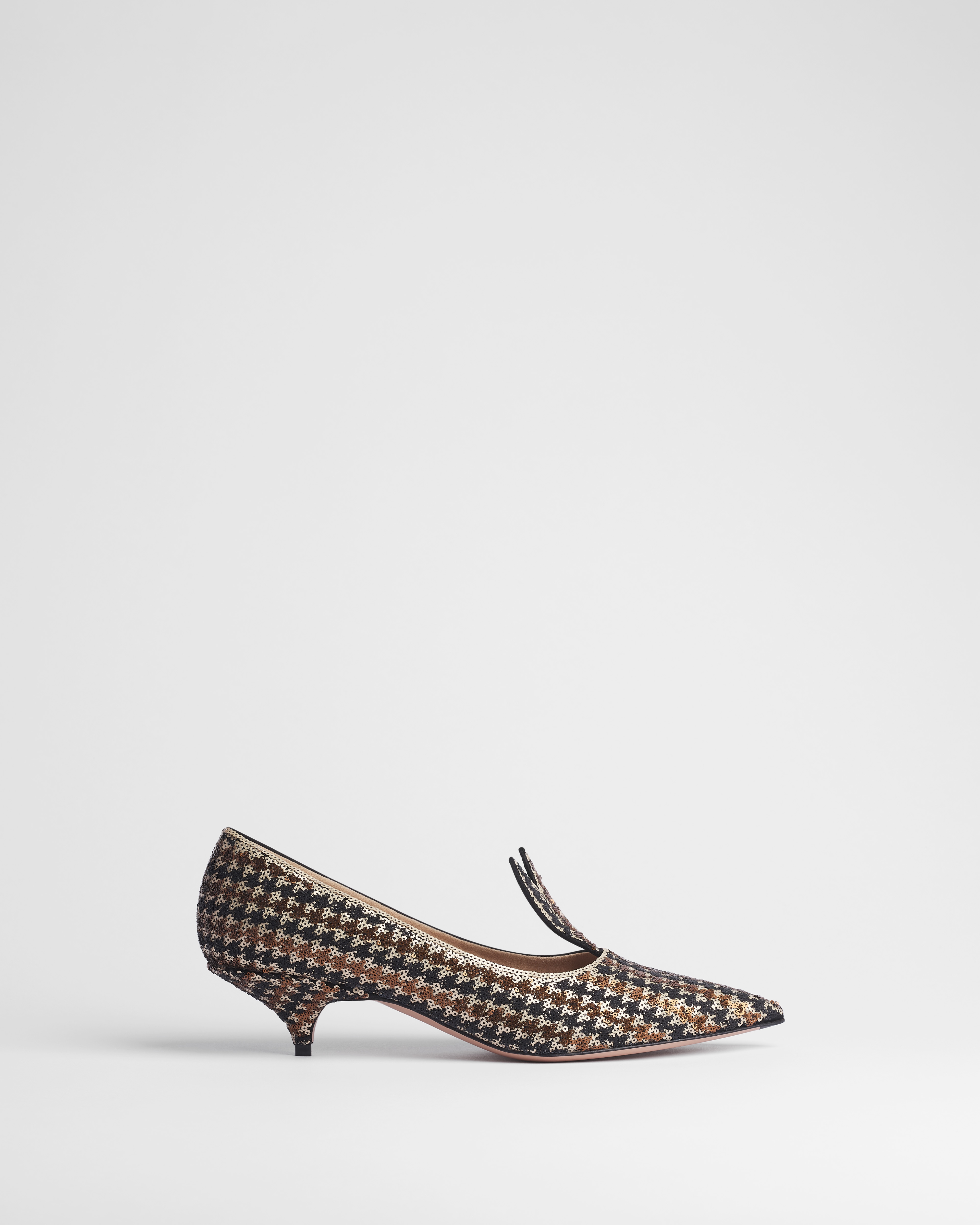 Dior Whisper Pump Black and Brown Houndstooth Sequin-Embroidered Satin E02