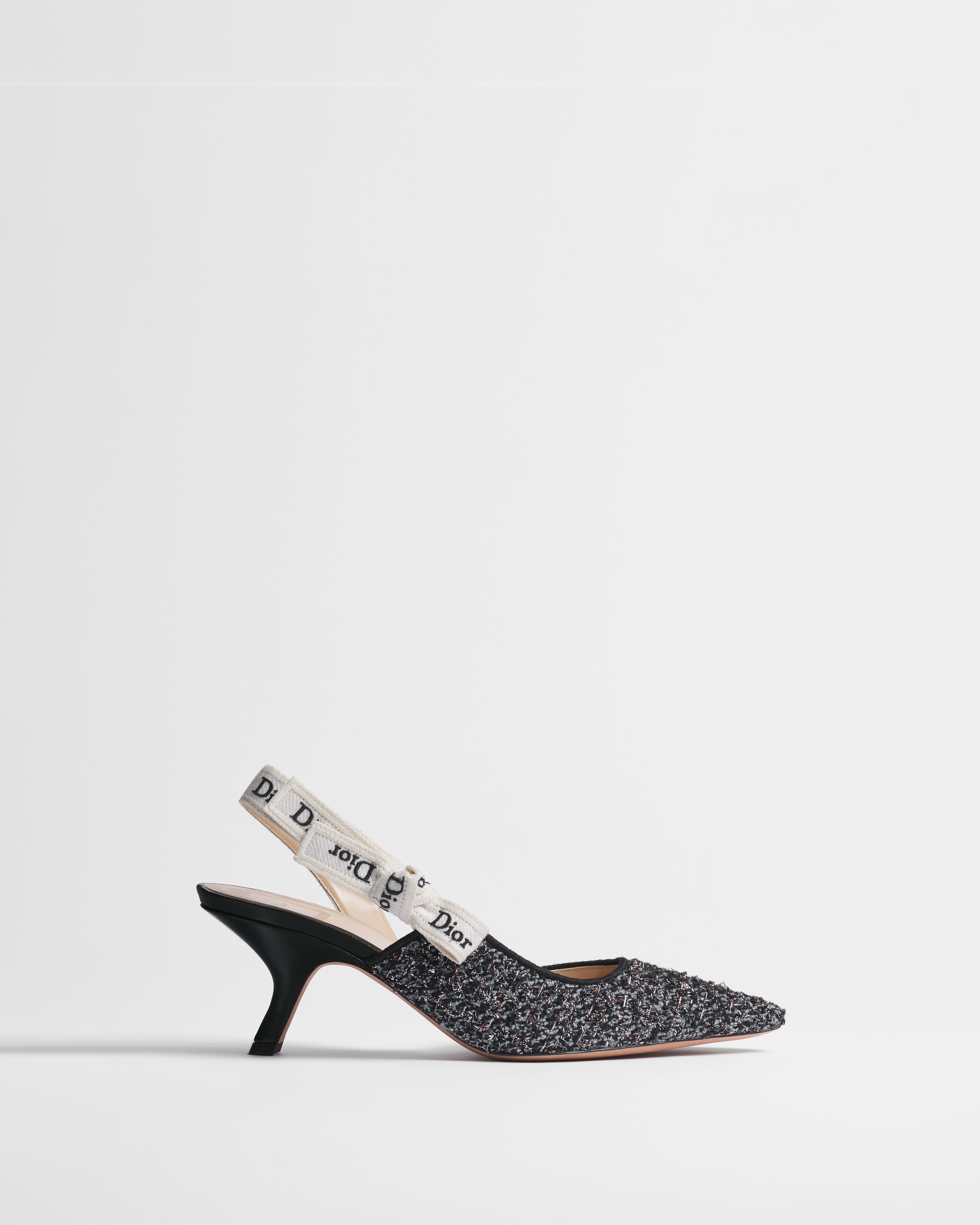 J'Adior Slingback Pump Gray and Black Bouclé Knit E02