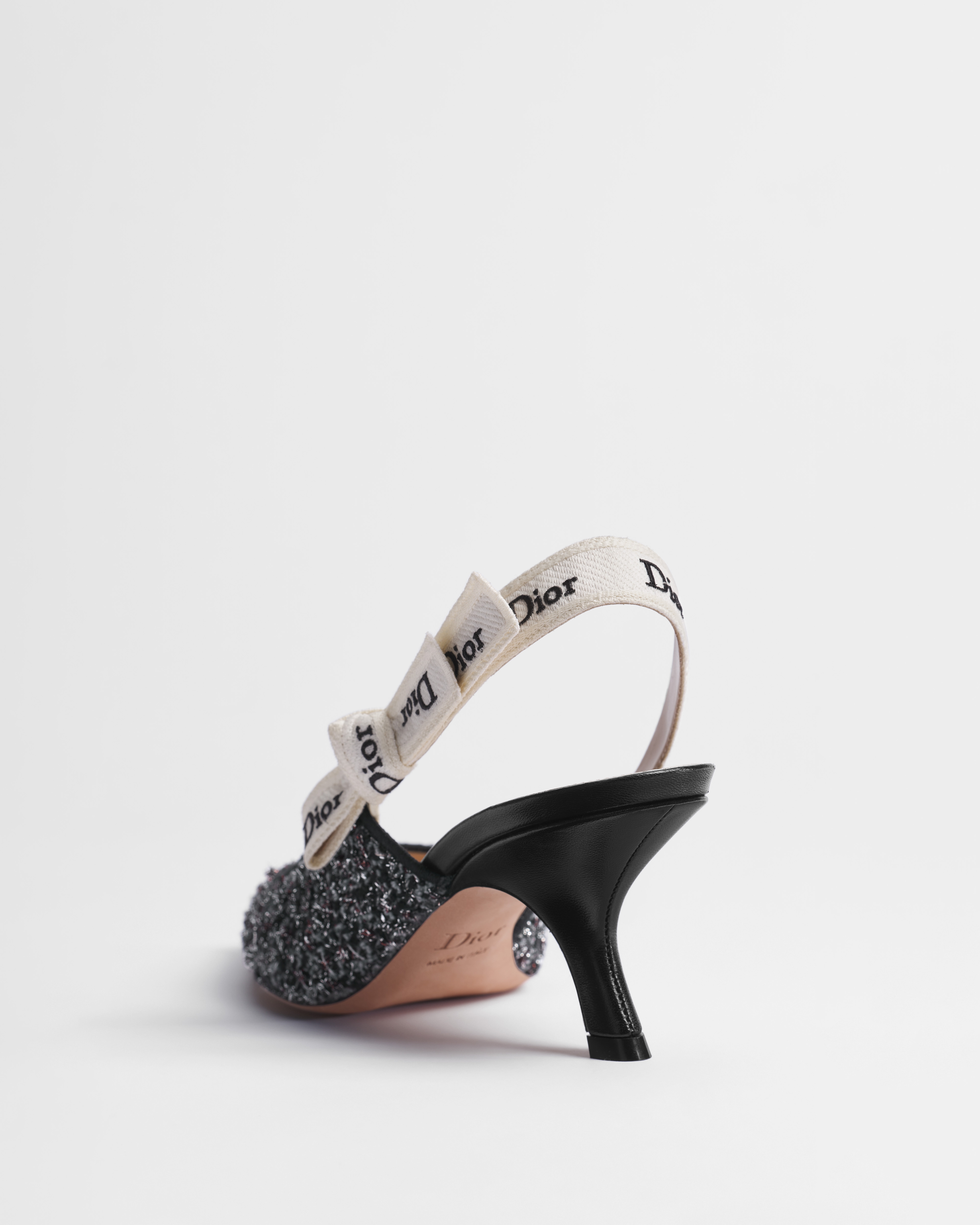 J'Adior Slingback Pump Gray and Black Bouclé Knit E05