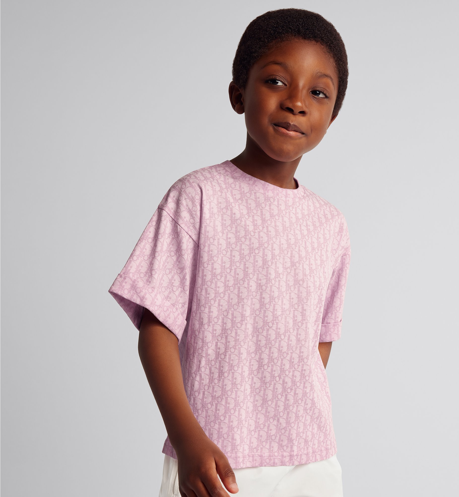 Kids' T-Shirt Pink Dior Oblique Cotton Jersey with Kids' T-Shirt Pink Dior Oblique Cotton Jersey with