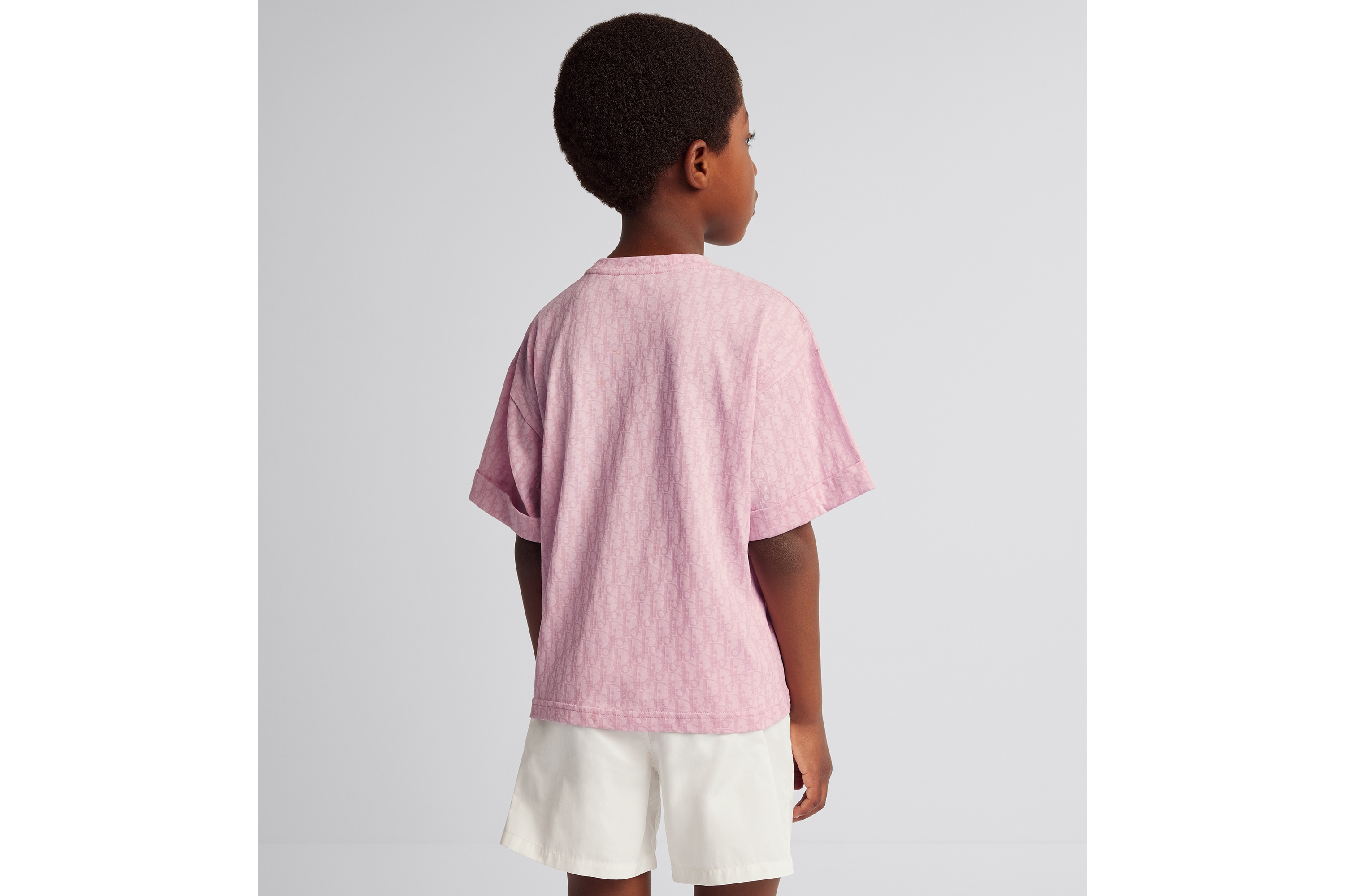 Look Kids' T-Shirt Pink Dior Oblique Cotton Jersey with Stonewashed Effect E10