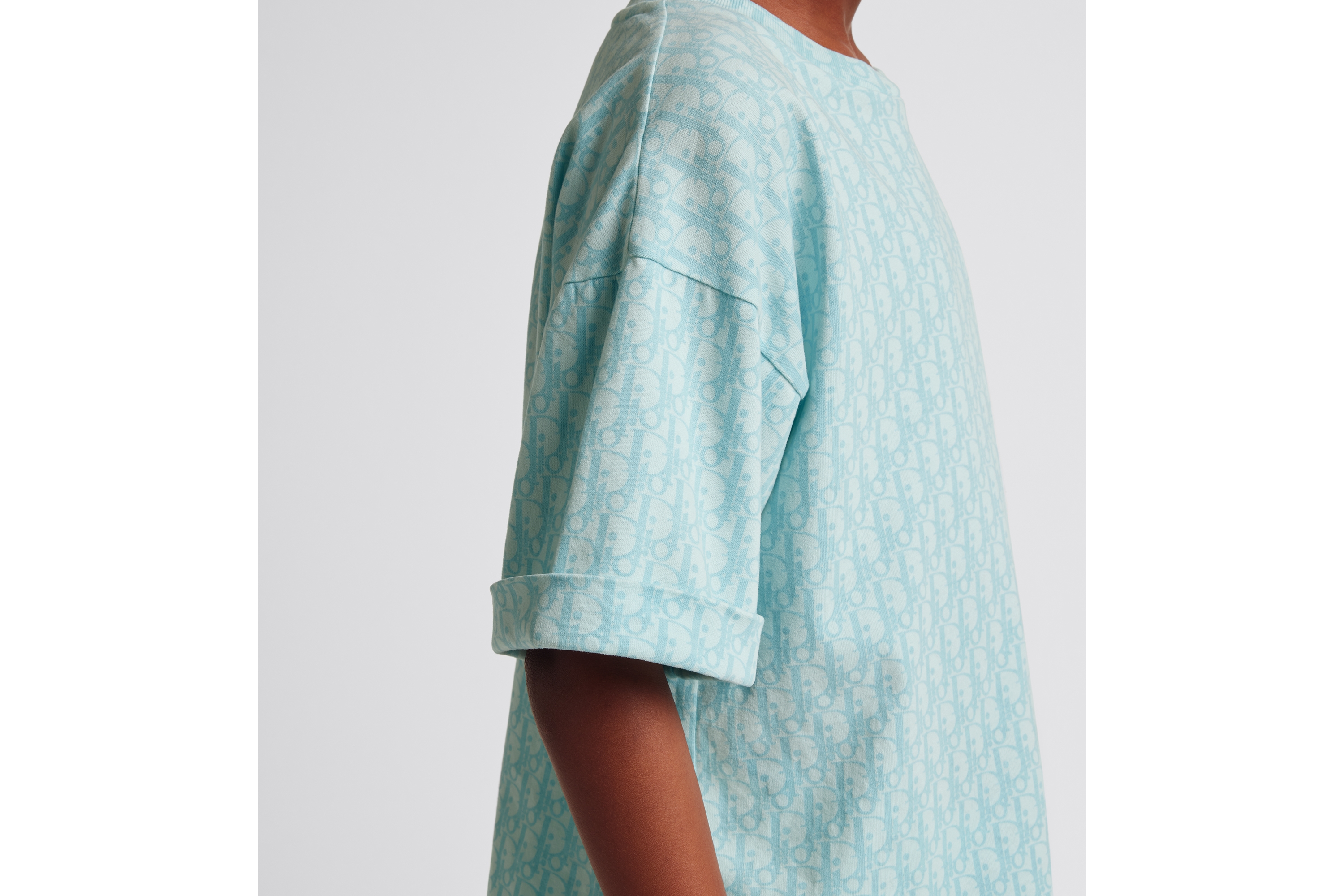 Look Kids' T-Shirt Blue Dior Oblique Cotton Jersey with Stonewashed Effect E09