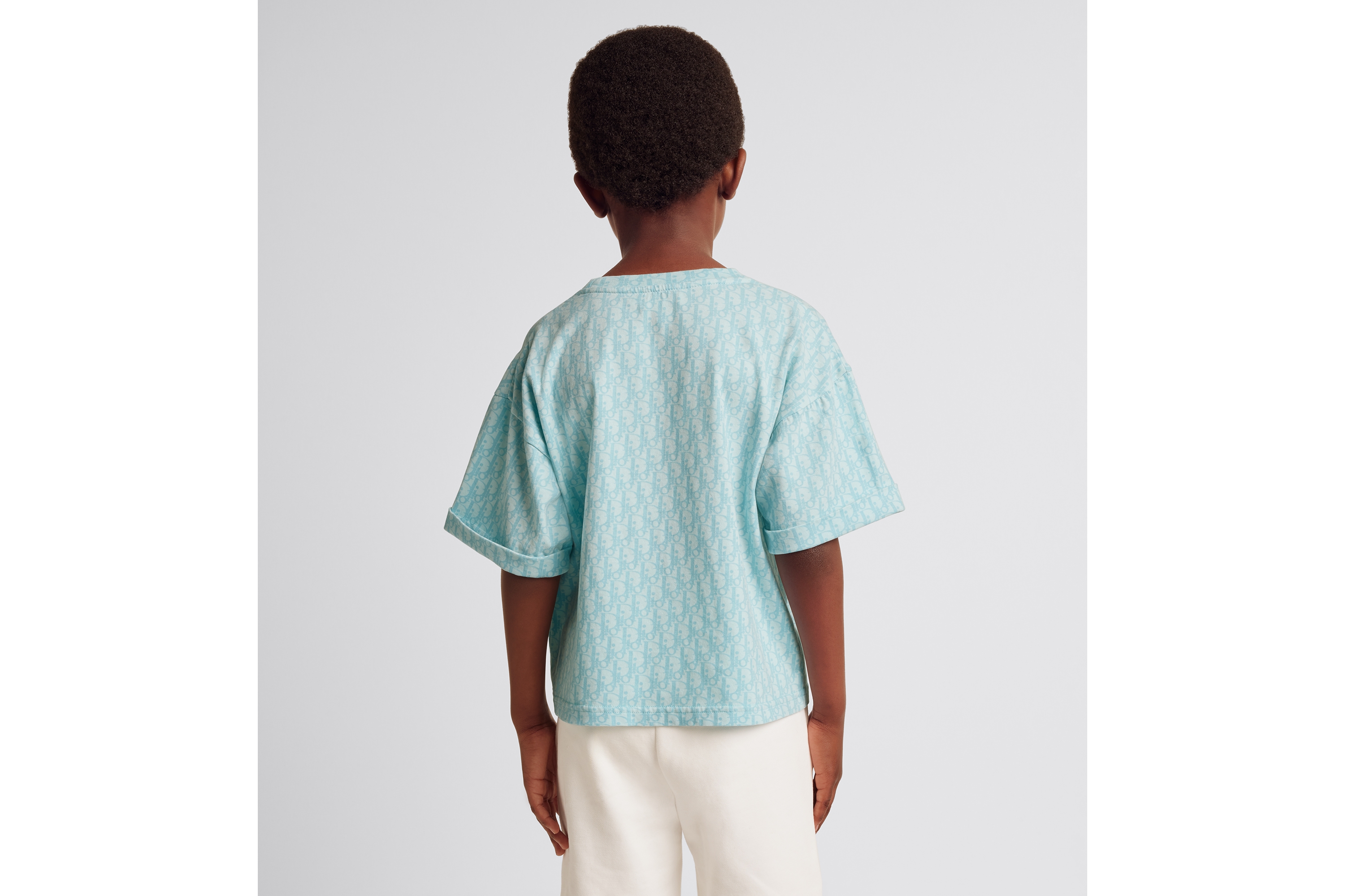 Look Kids' T-Shirt Blue Dior Oblique Cotton Jersey with Stonewashed Effect E10