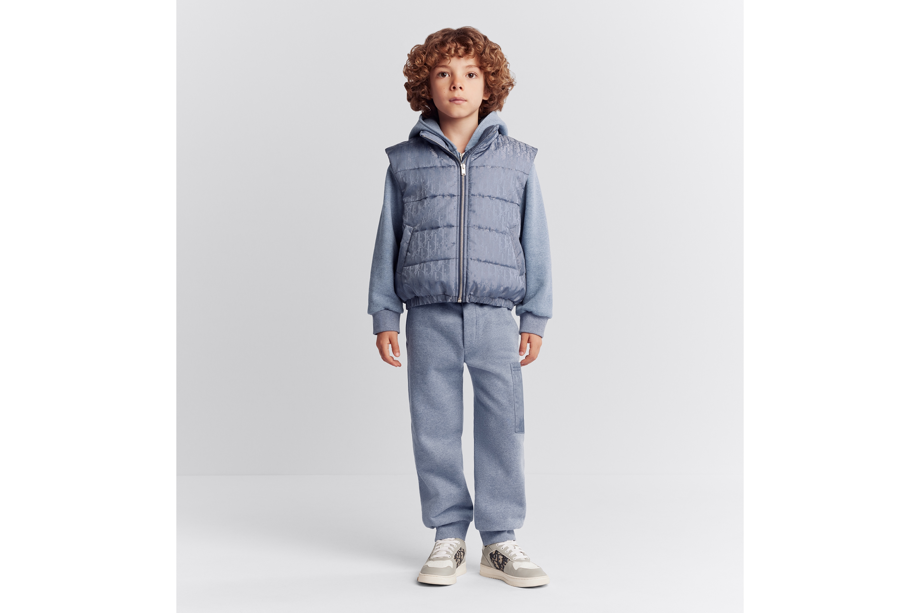 Look Kids' Puffer Vest Gray-Blue Dior Oblique Water-Repellent Technical Jacquard with Satin Finish E01