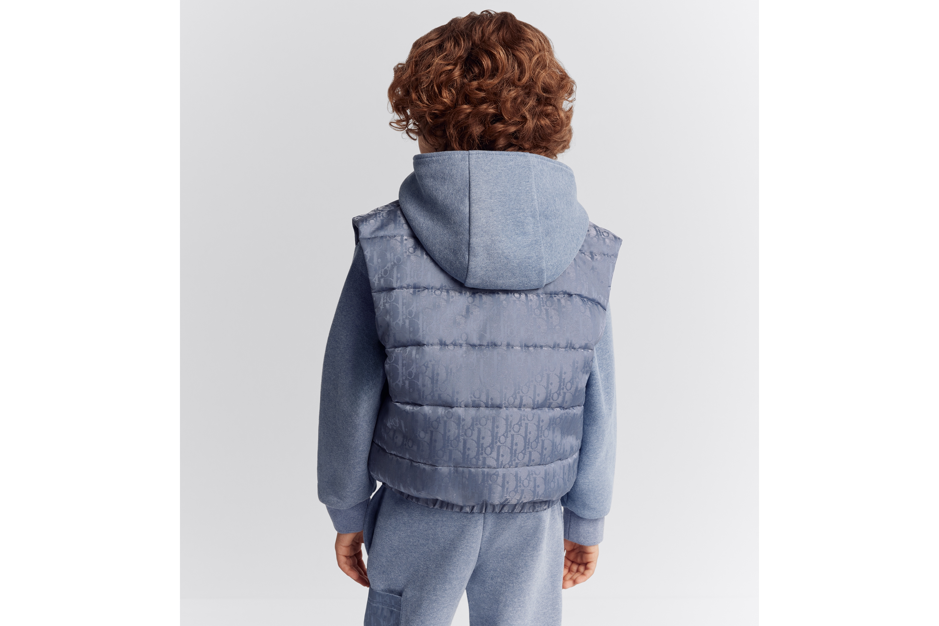 Look Kids' Puffer Vest Gray-Blue Dior Oblique Water-Repellent Technical Jacquard with Satin Finish E04