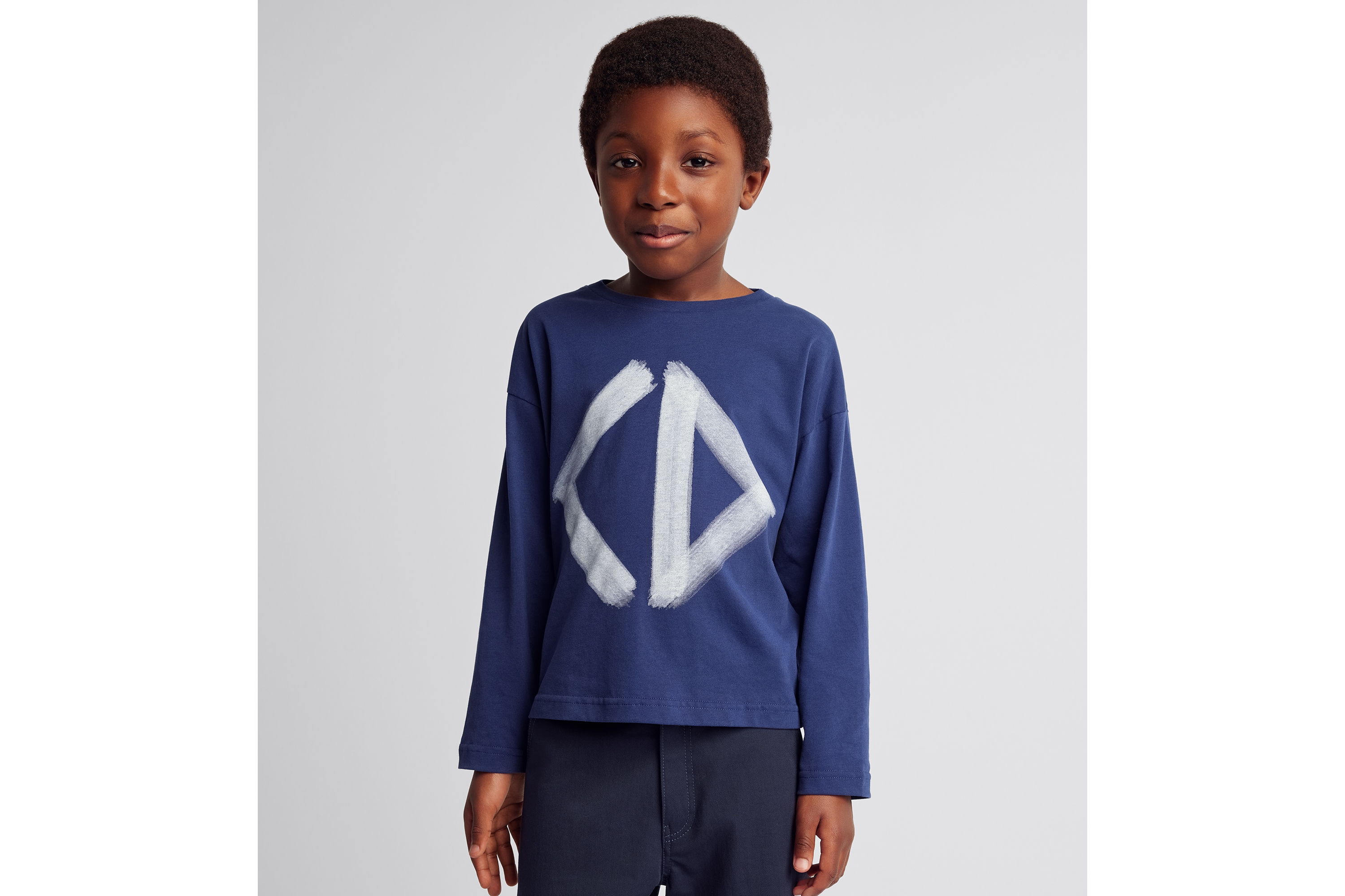 Kids' Long-Sleeved T-Shirt Navy Blue Cotton Jersey | DIOR
