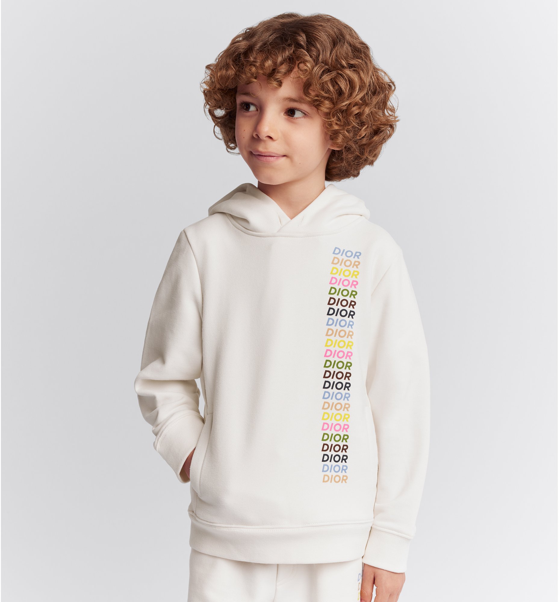 Trui met capuchon voor kinderen Witte katoenfleece DIOR
