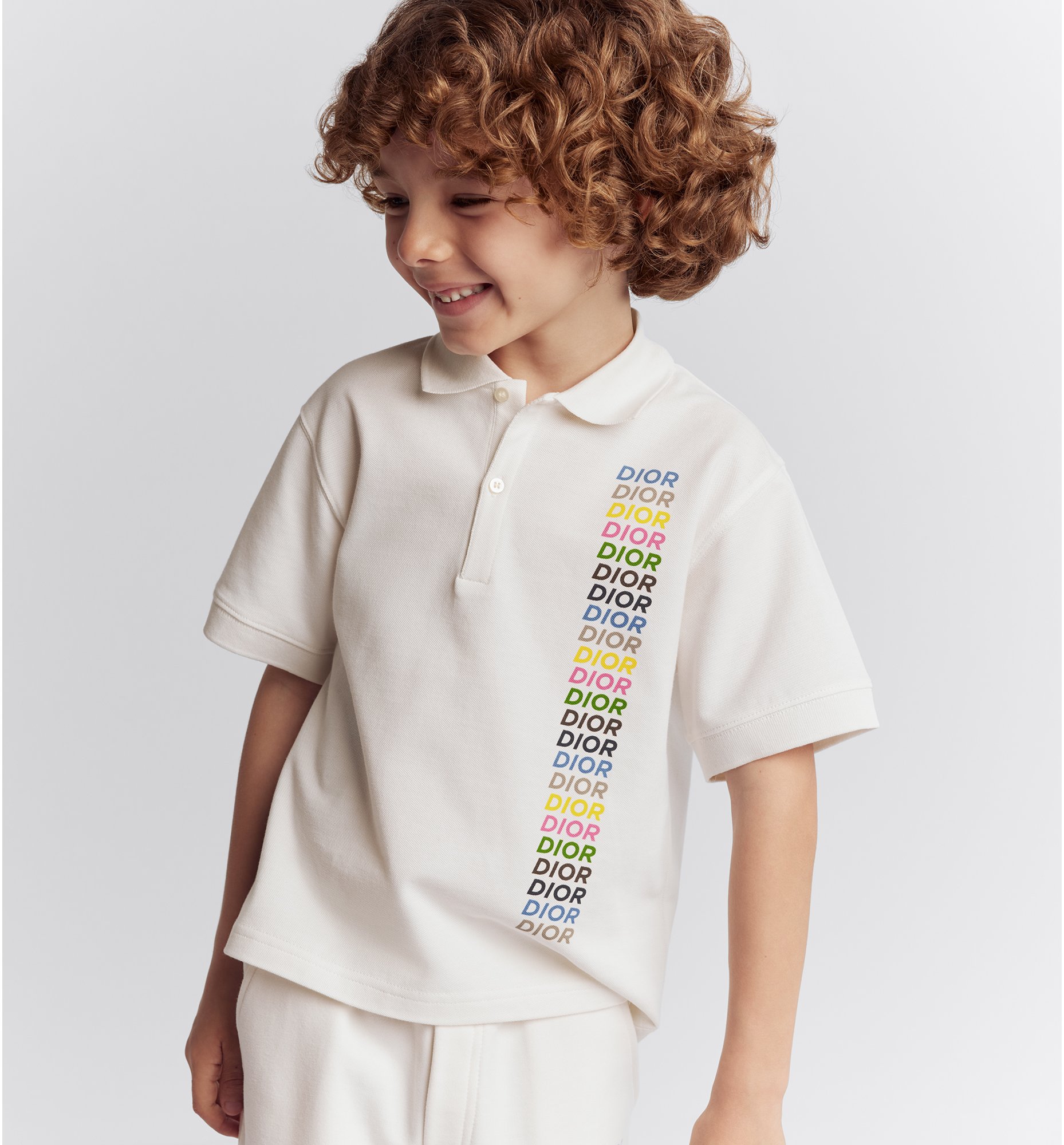 Polo voor kinderen Witte katoenpique DIOR