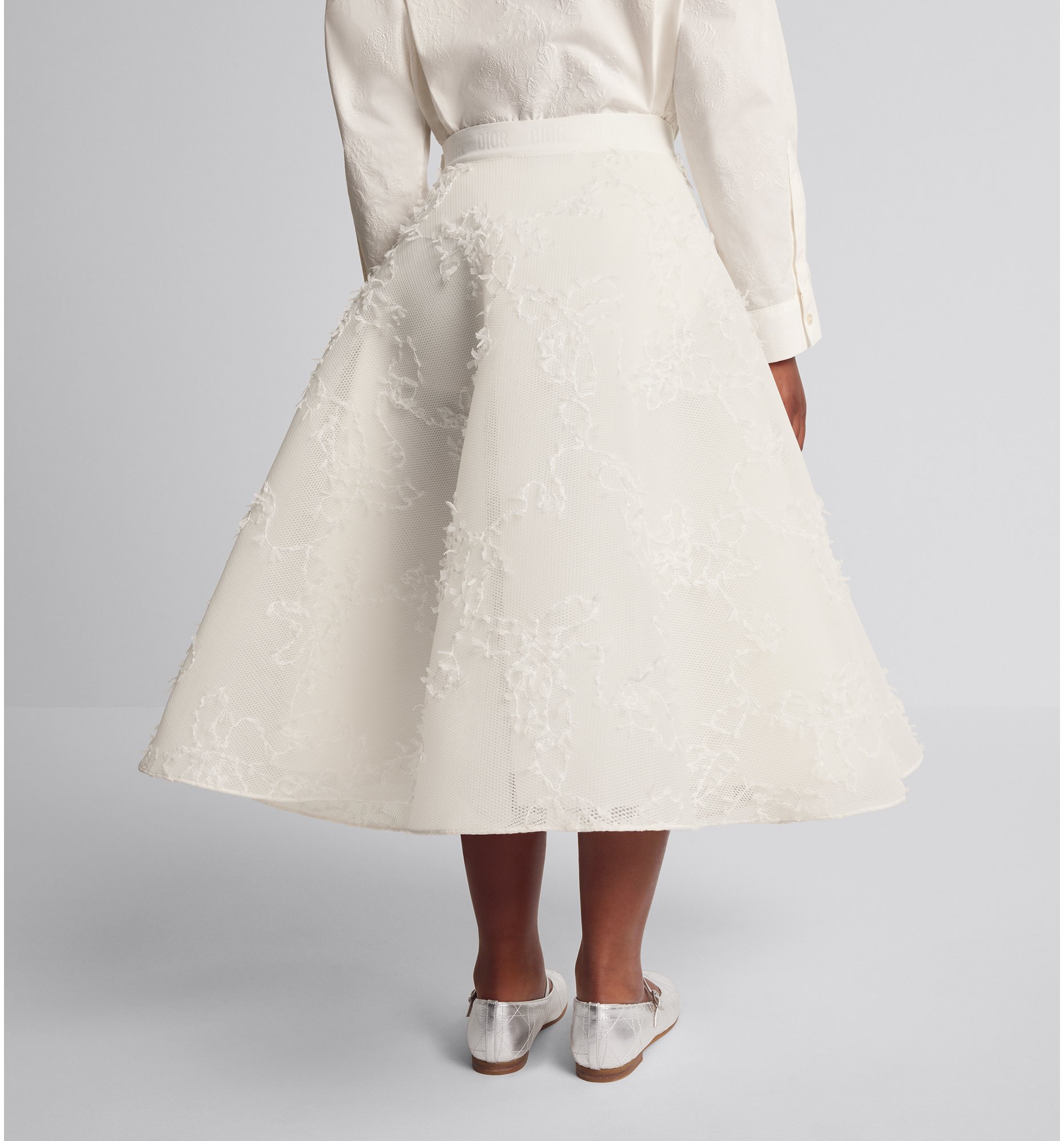 Kids' Long Skirt Ivory Floral Mesh and Tulle | DIOR