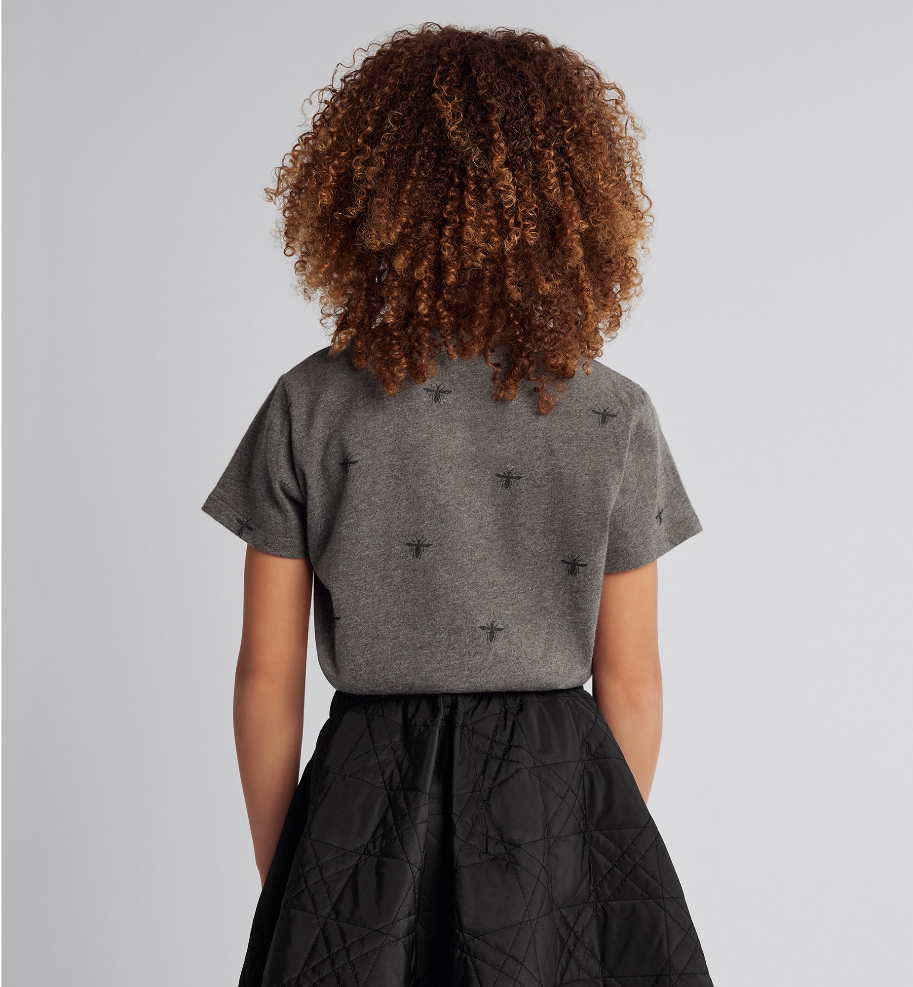 Kids' T-Shirt Gray Cotton Jersey with Silver-Tone Bee Motif Kids' T-Shirt Gray Cotton Jersey with Silver-Tone Bee Motif