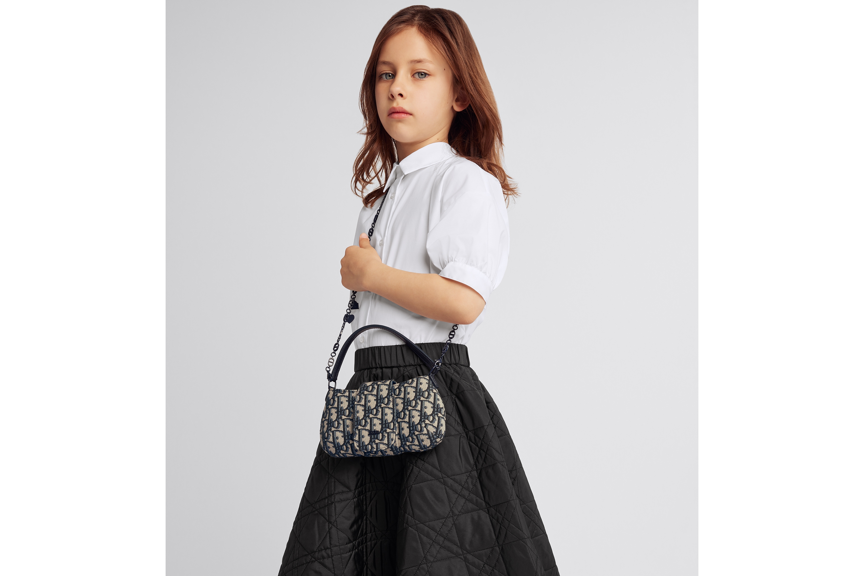 Look Kids' Bow Bag Beige and Blue Dior Oblique Jacquard E01