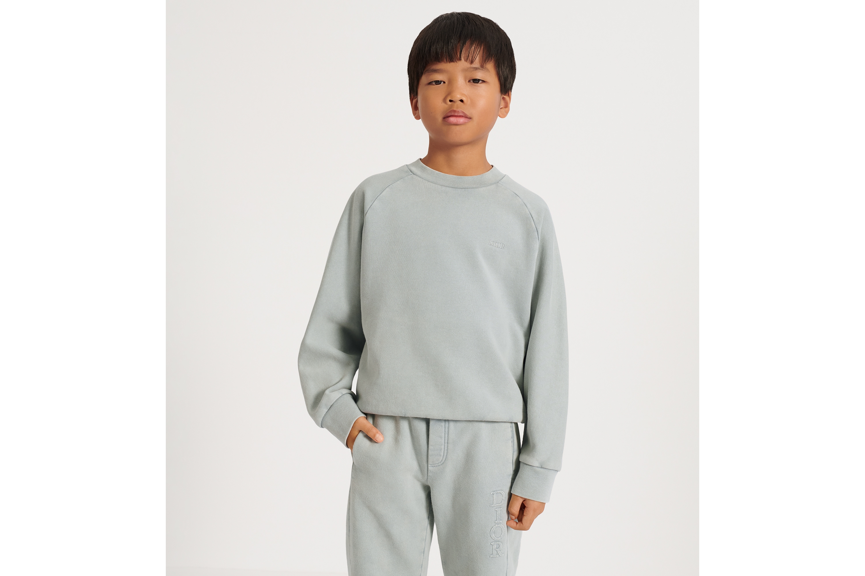 Kids' Sweatshirt Gray-Blue Cotton Fleece | DIOR