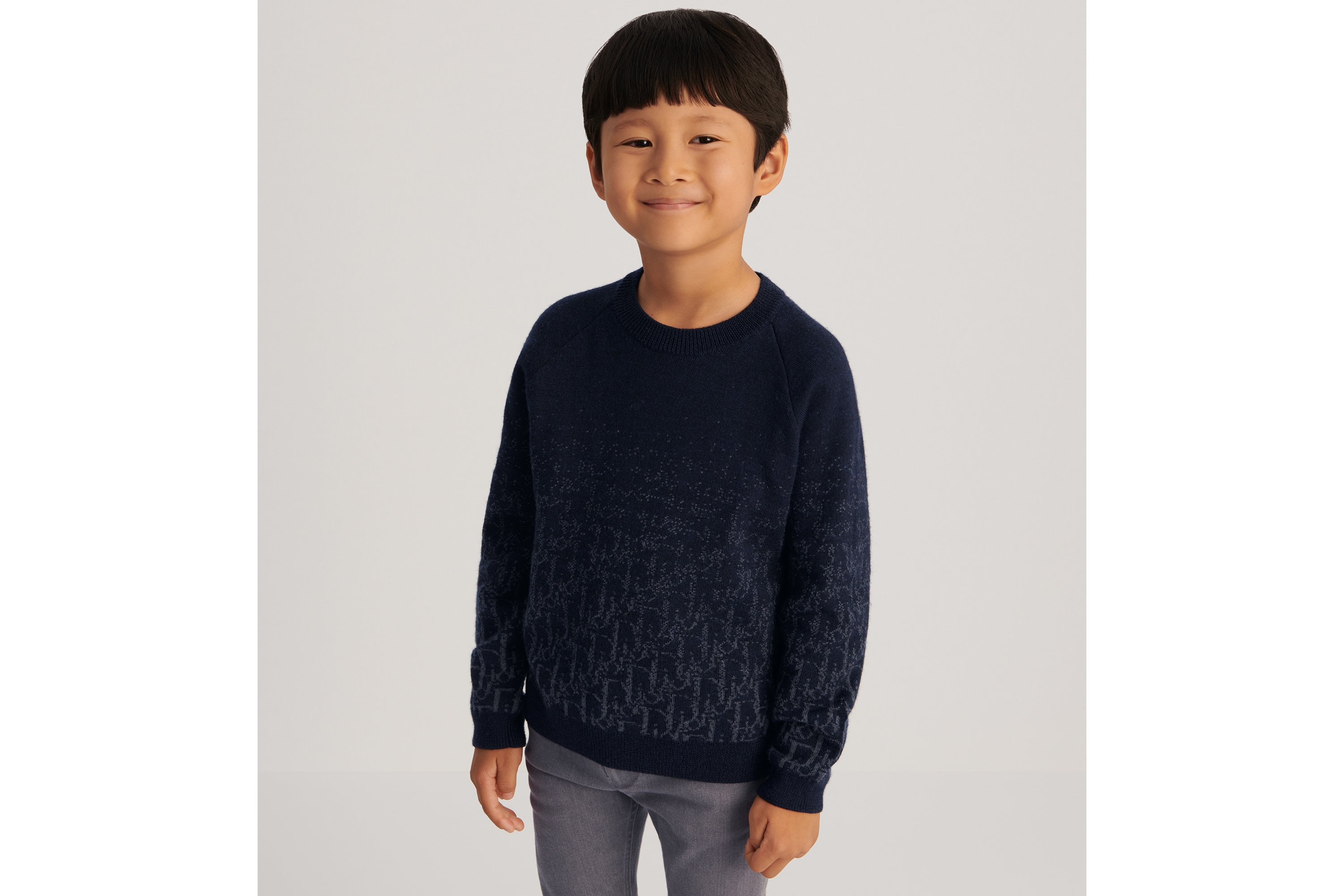 look_image_alt_prefix Pullover für Kinder Wollstrick in Marineblau mit Dior Oblique Jacquard in Blau mit Farbverlauf E07